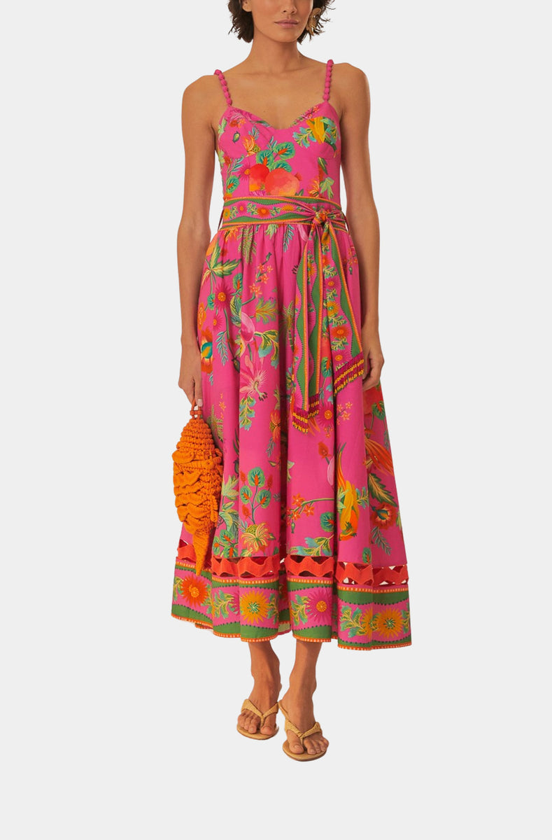 pink delicate fruit garden mini dress Delicate Fruit Garden Pink Midi Dress – Hemline Woodway