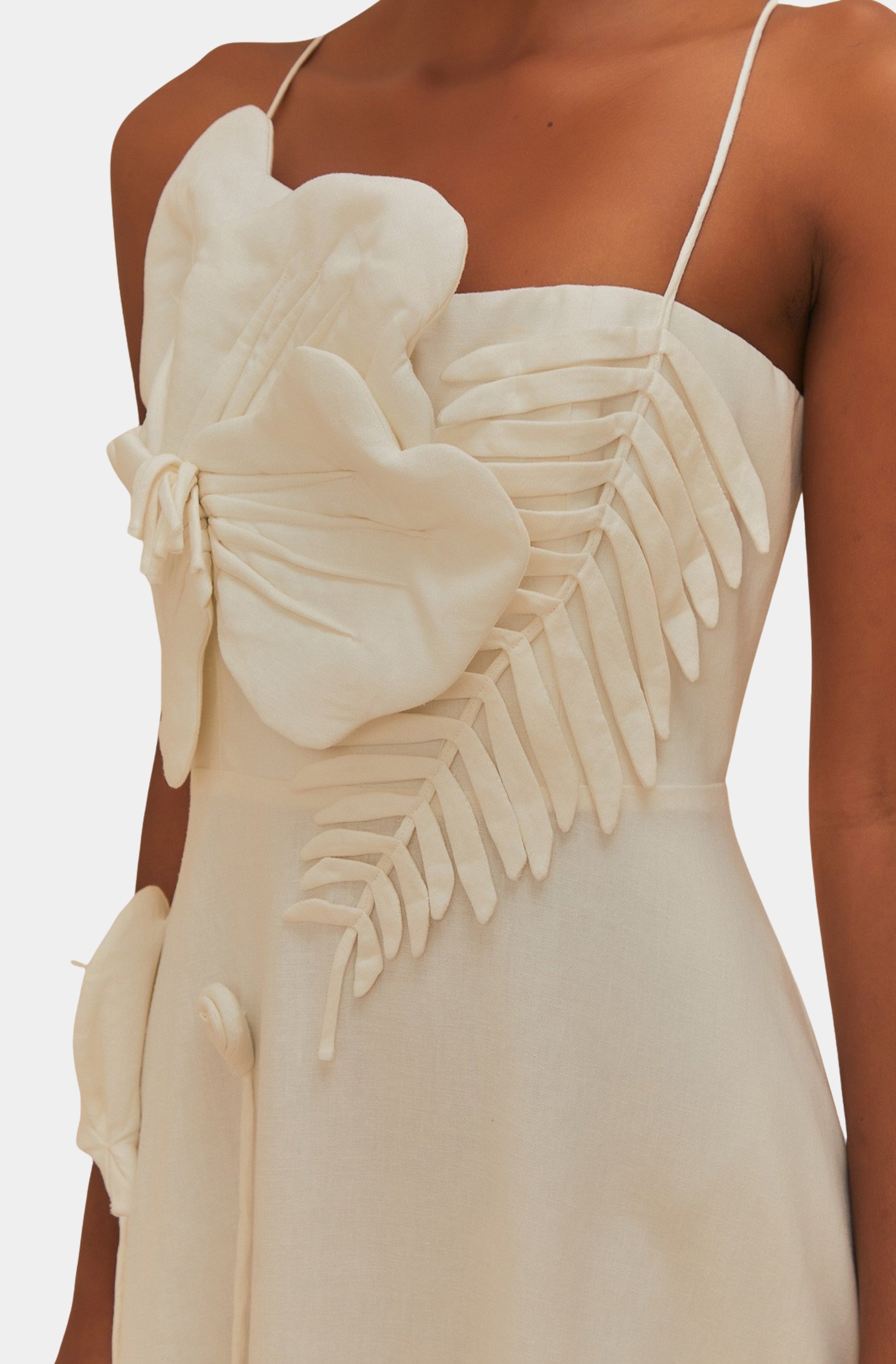 Off-White Garden Sleeveless Midi Dress