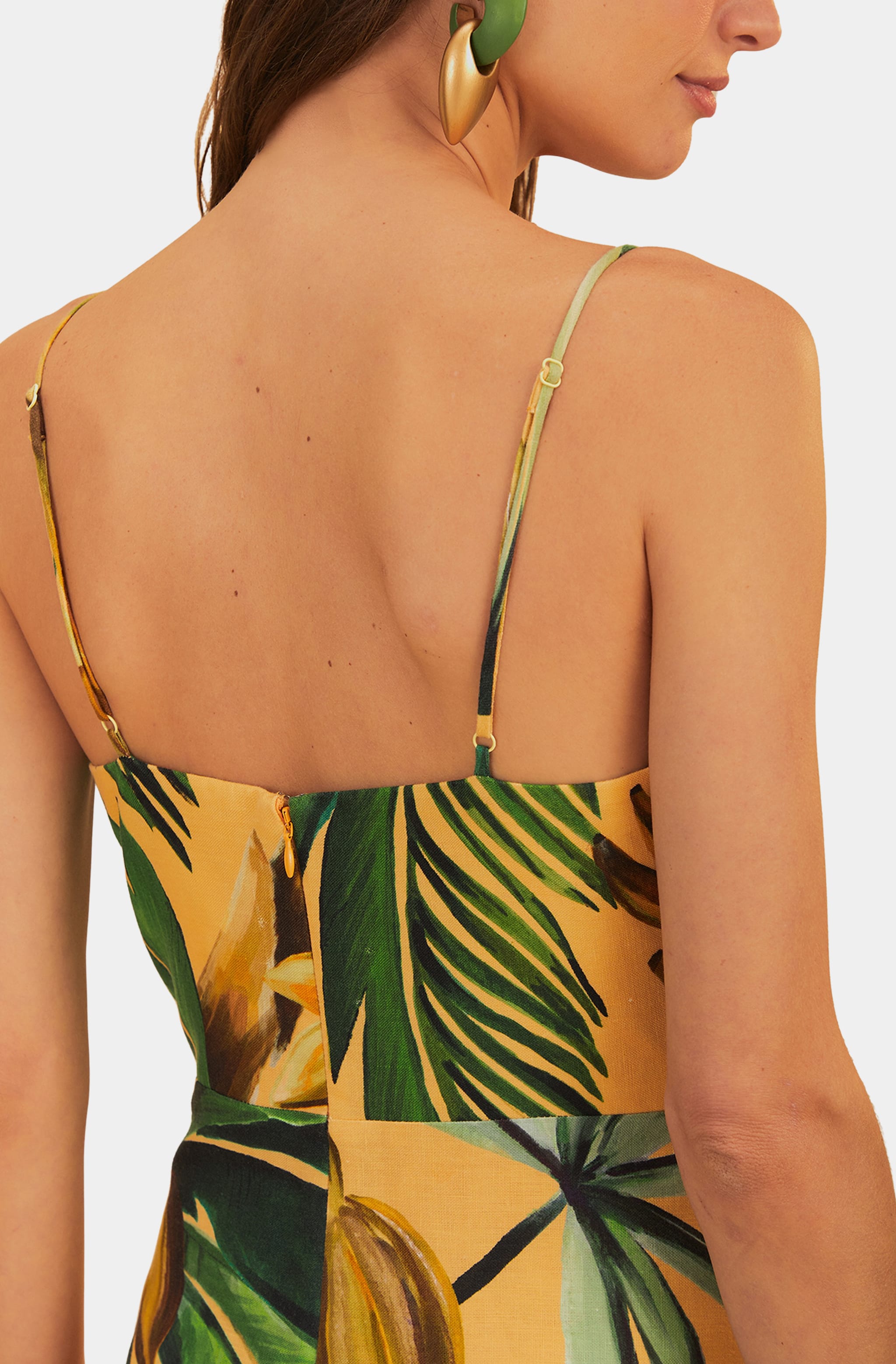 Bananart Yellow Flowered Bust Midi Dress