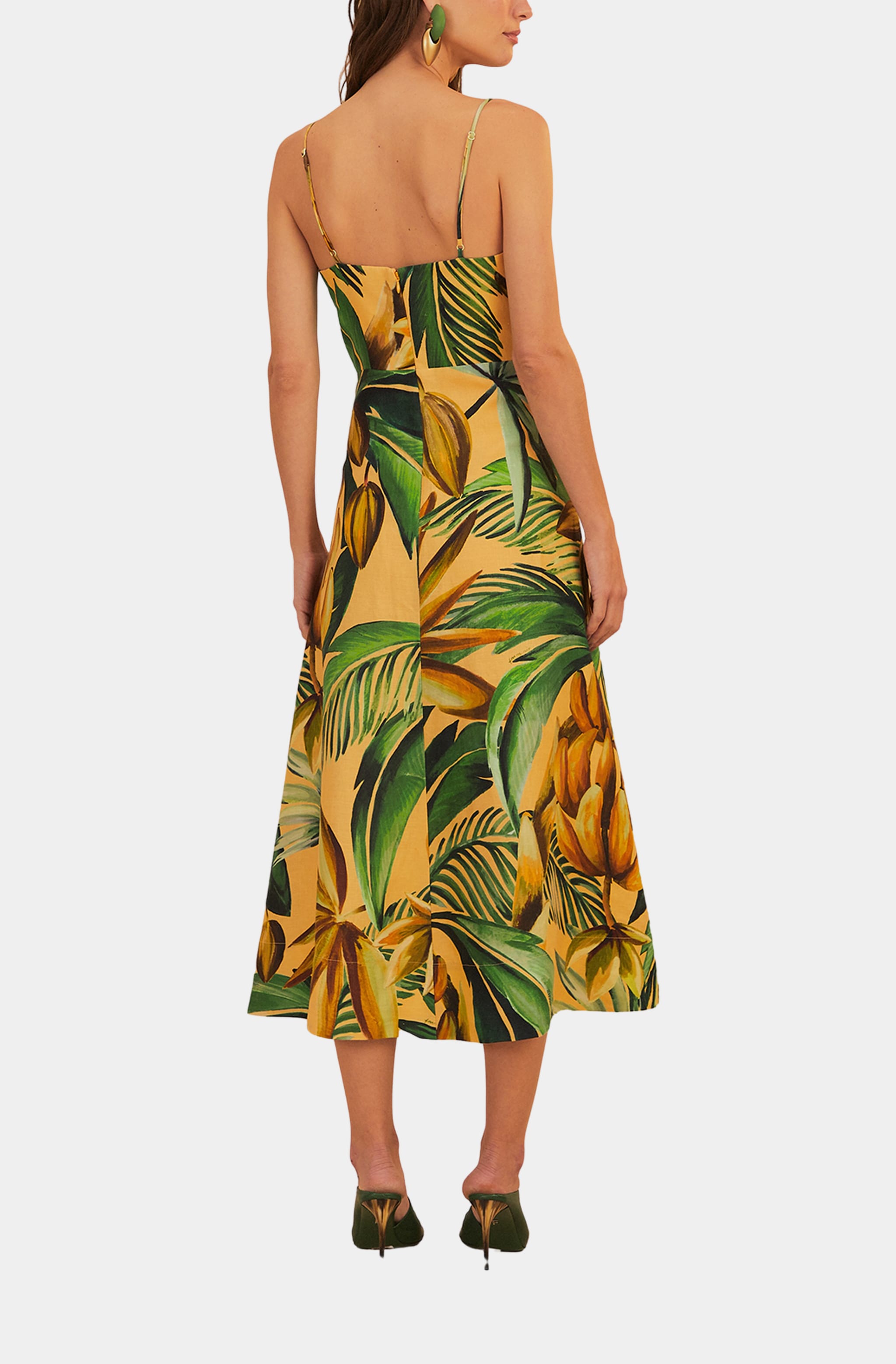 Bananart Yellow Flowered Bust Midi Dress