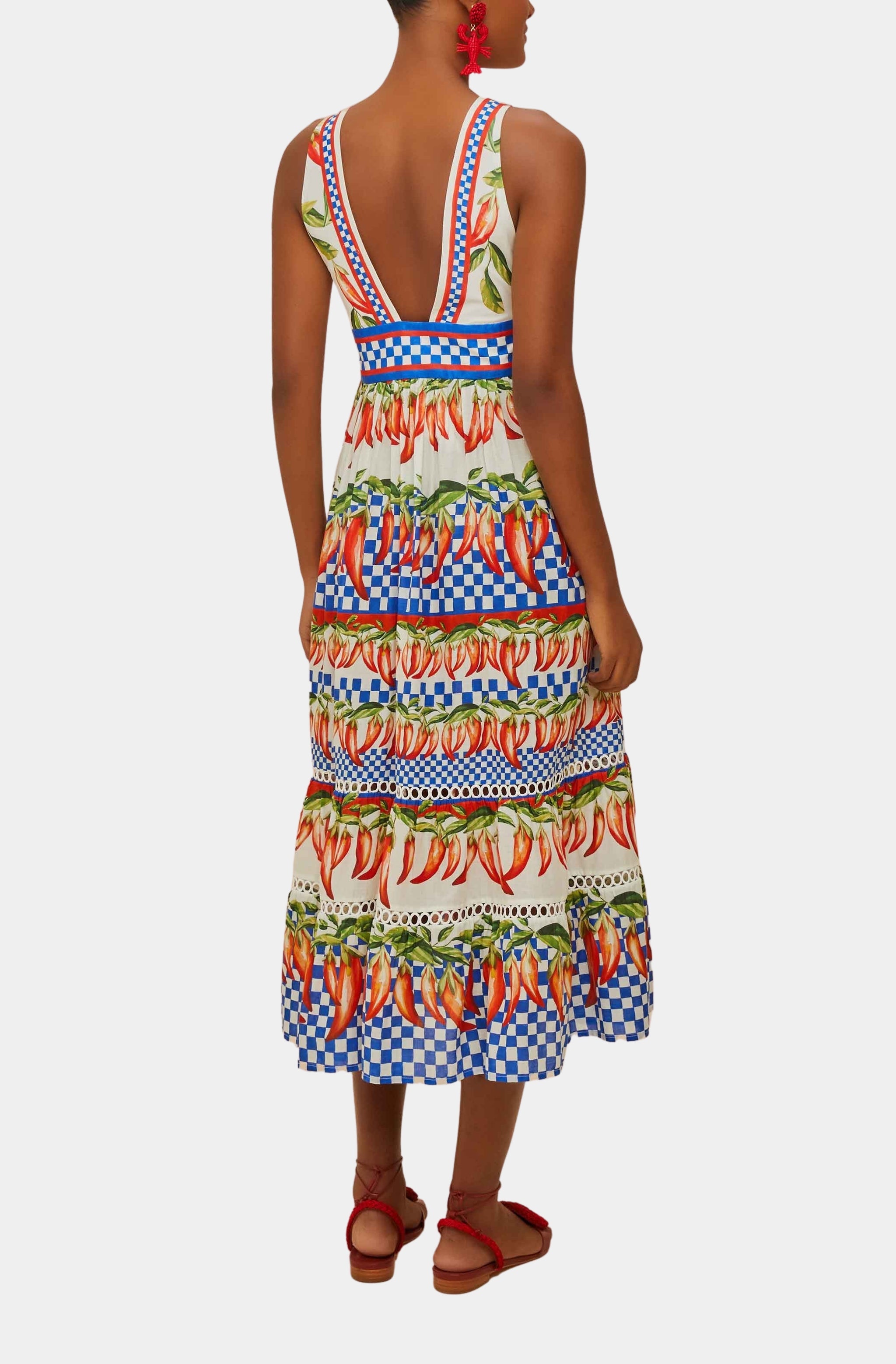 Picnic Peppers Ainika Off-White Midi Dress