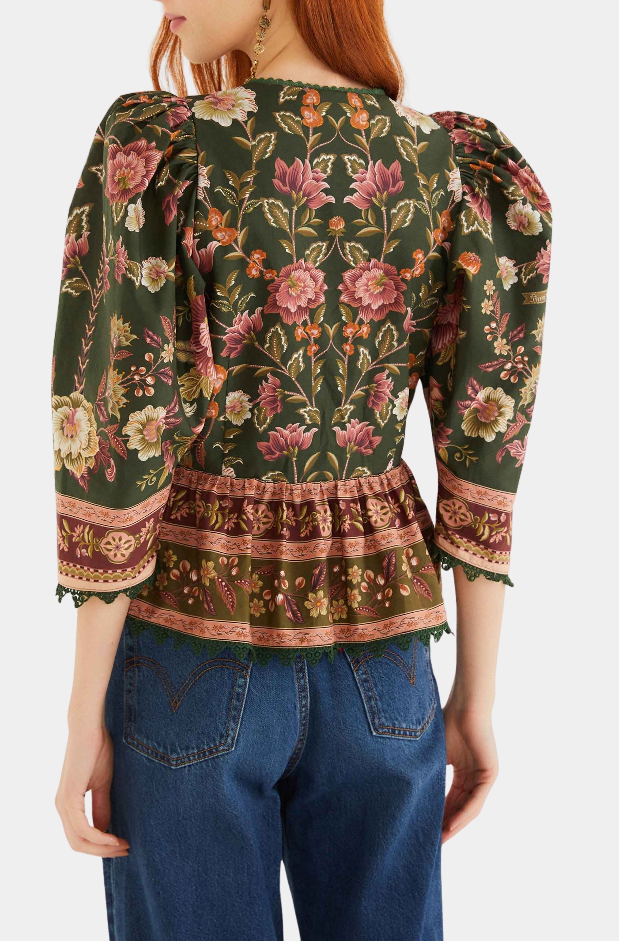 Flowering Garden Tree Green Blouse