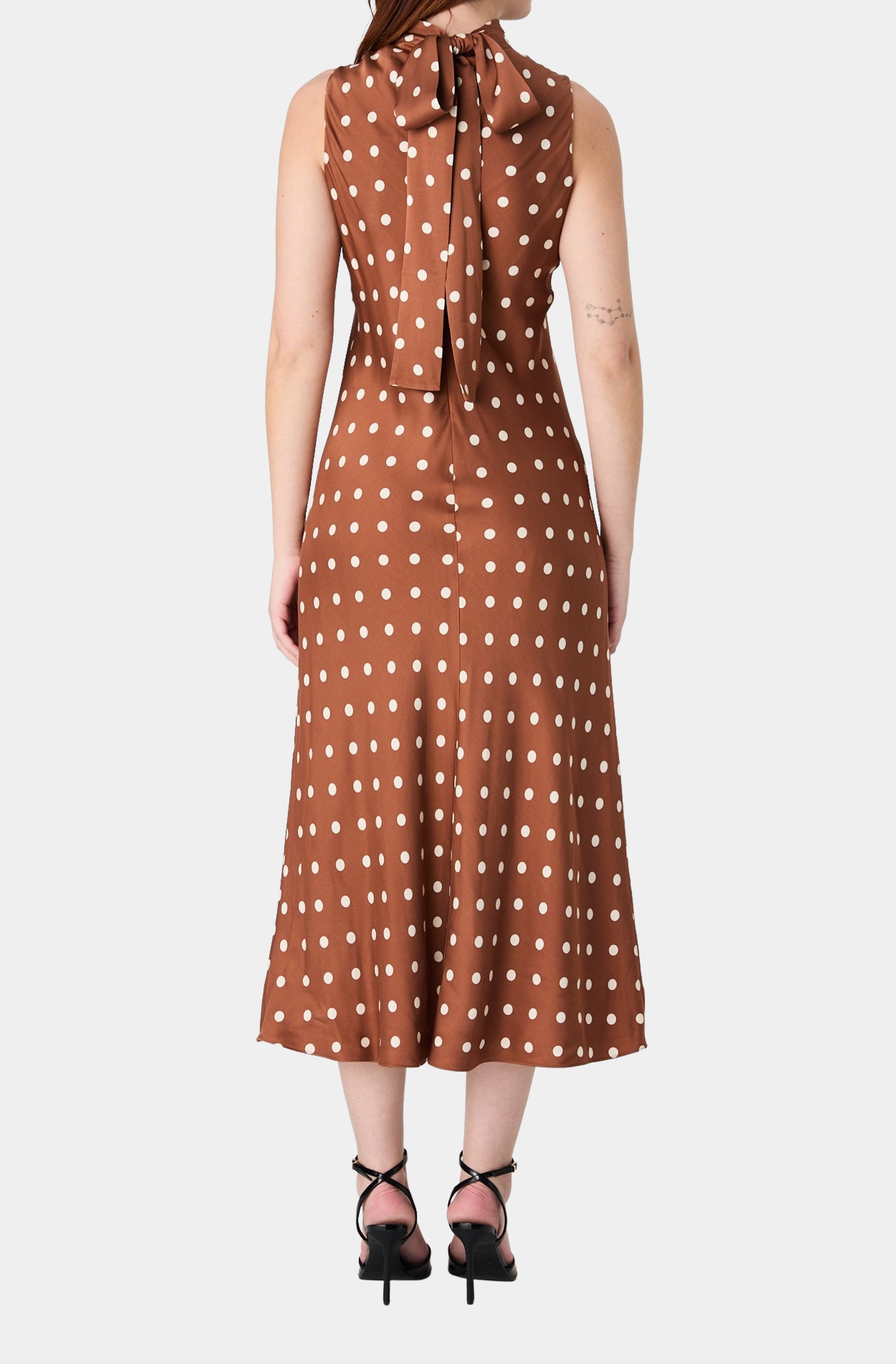 Ennis Satin Back Neck Bow Midi Dress