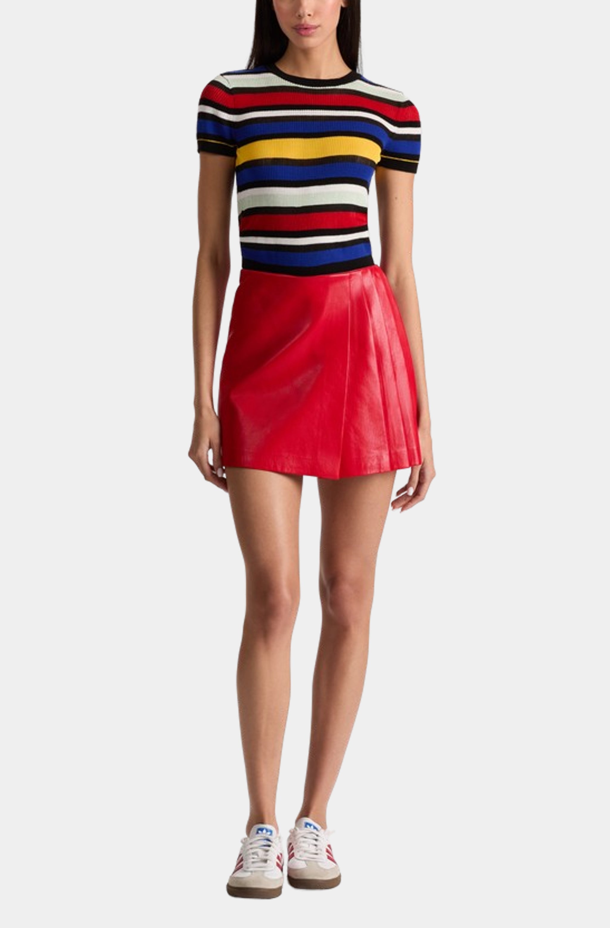 Toni Vegan Leather Asymmetric Pleated Skirt
