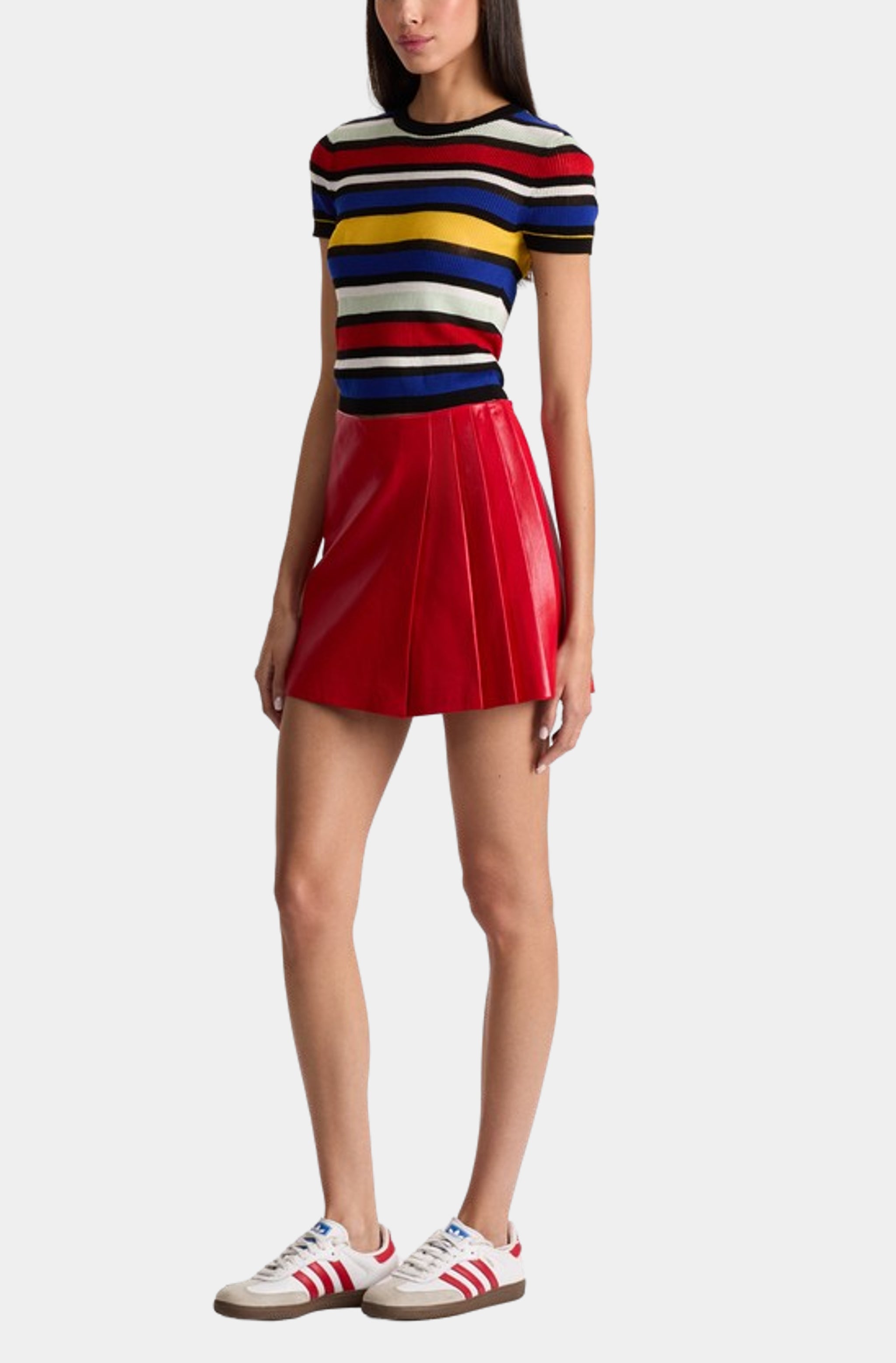 Toni Vegan Leather Asymmetric Pleated Skirt