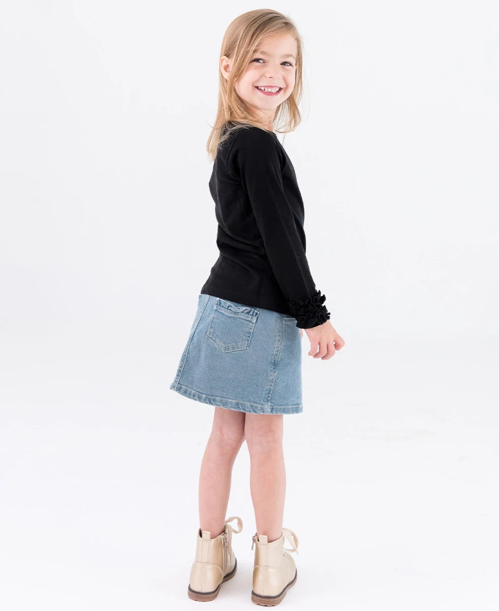 Light Wash Kids Ruffle Denim Skirt