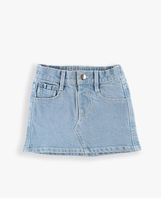 Light Wash Kids Ruffle Denim Skirt