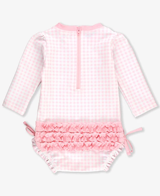 Pink Gingham Long Sleeve One Piece Rash