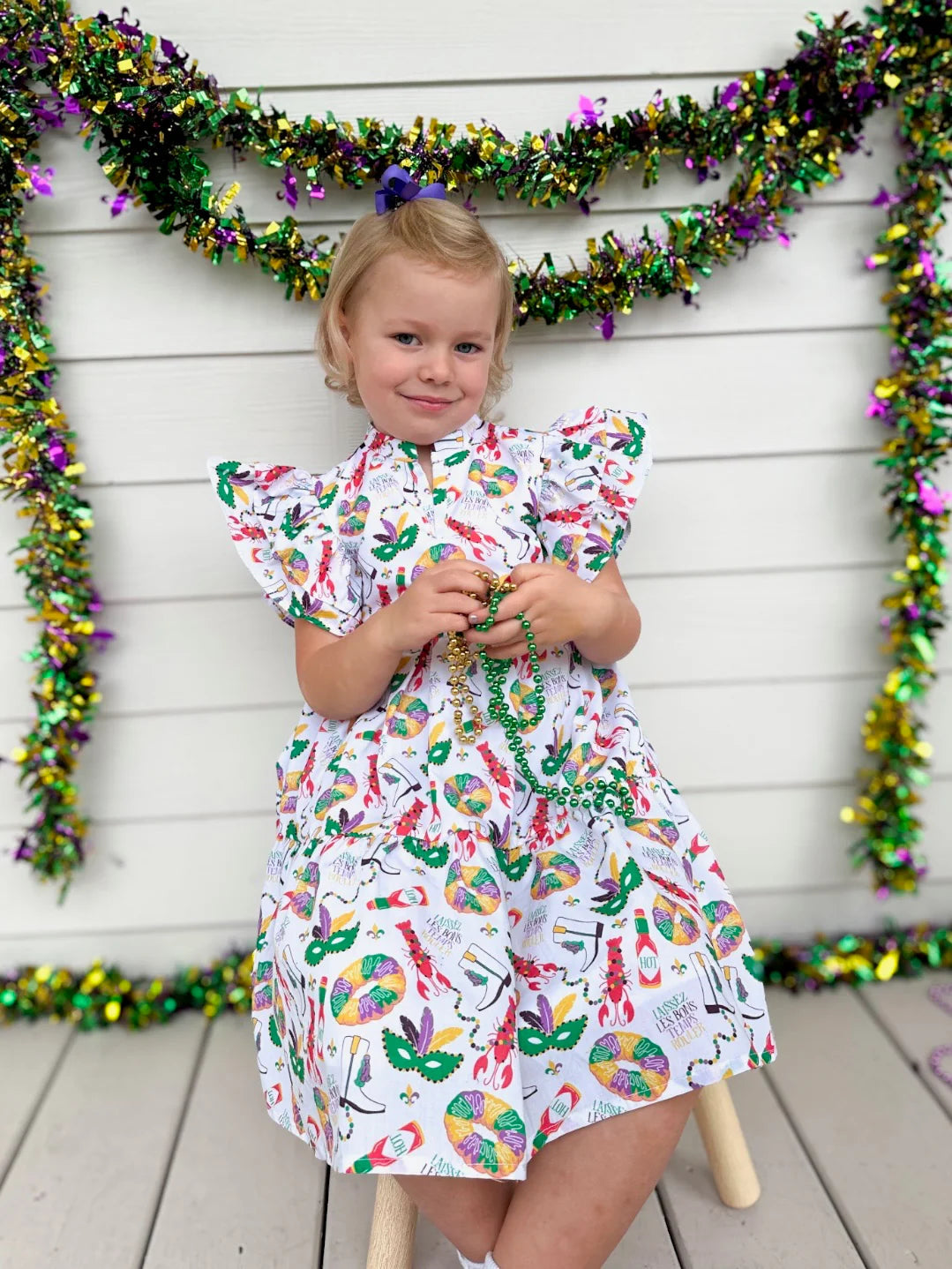 Sawyer + Spade X Hemline Mardi Gras V Neck Dress
