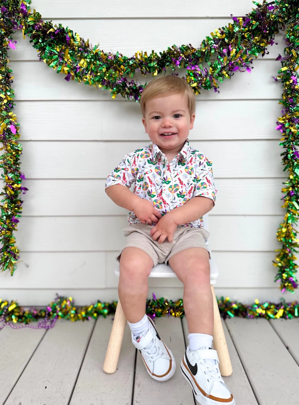 Sawyer + Spade X Hemline Mardi Gras Toddler Boy Polo