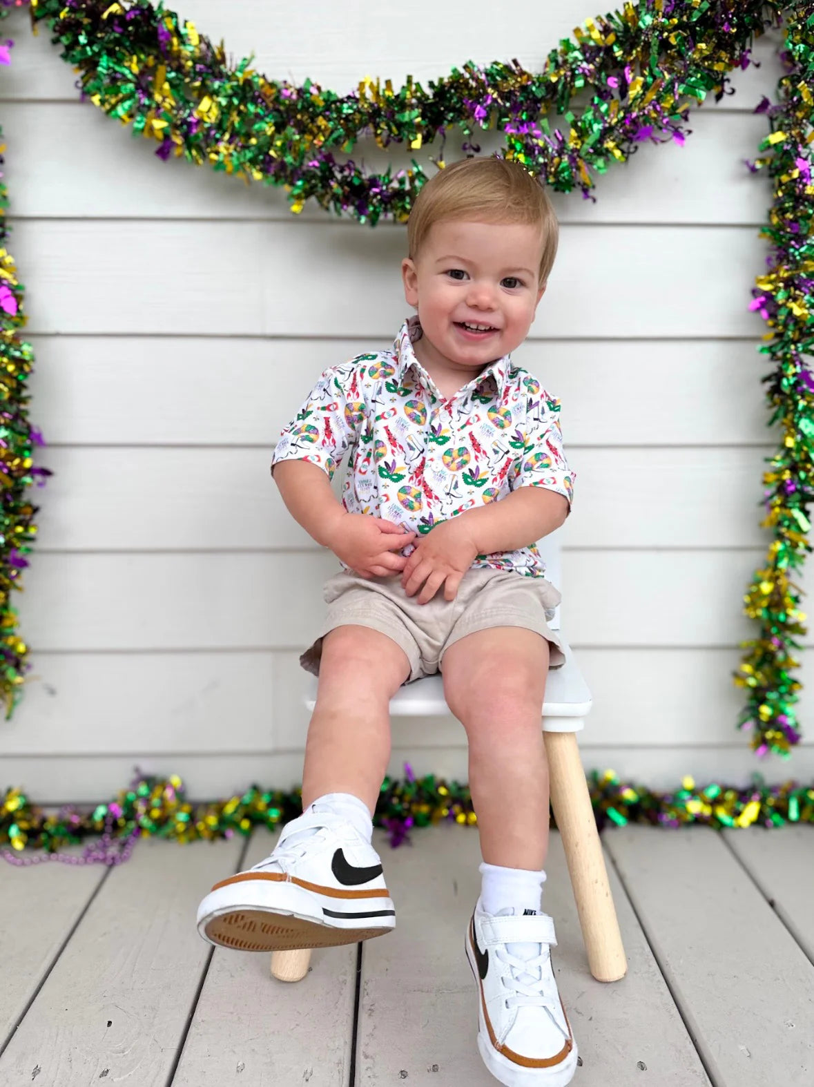 Sawyer + Spade X Hemline Mardi Gras Toddler Boy Polo