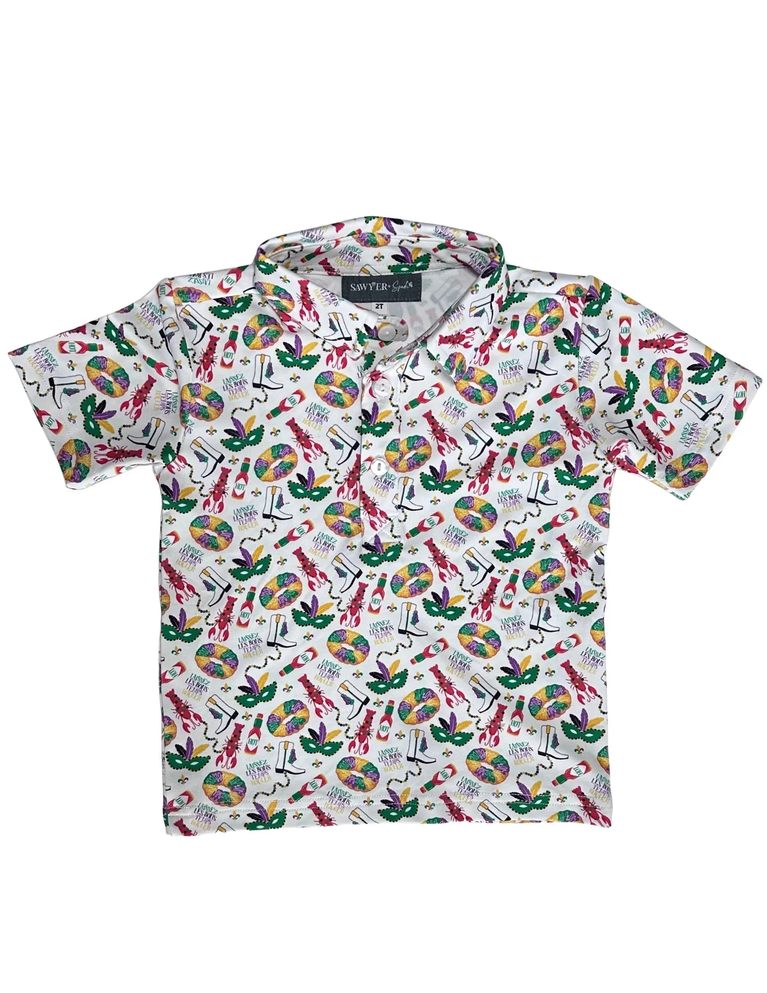 Sawyer + Spade X Hemline Mardi Gras Toddler Boy Polo