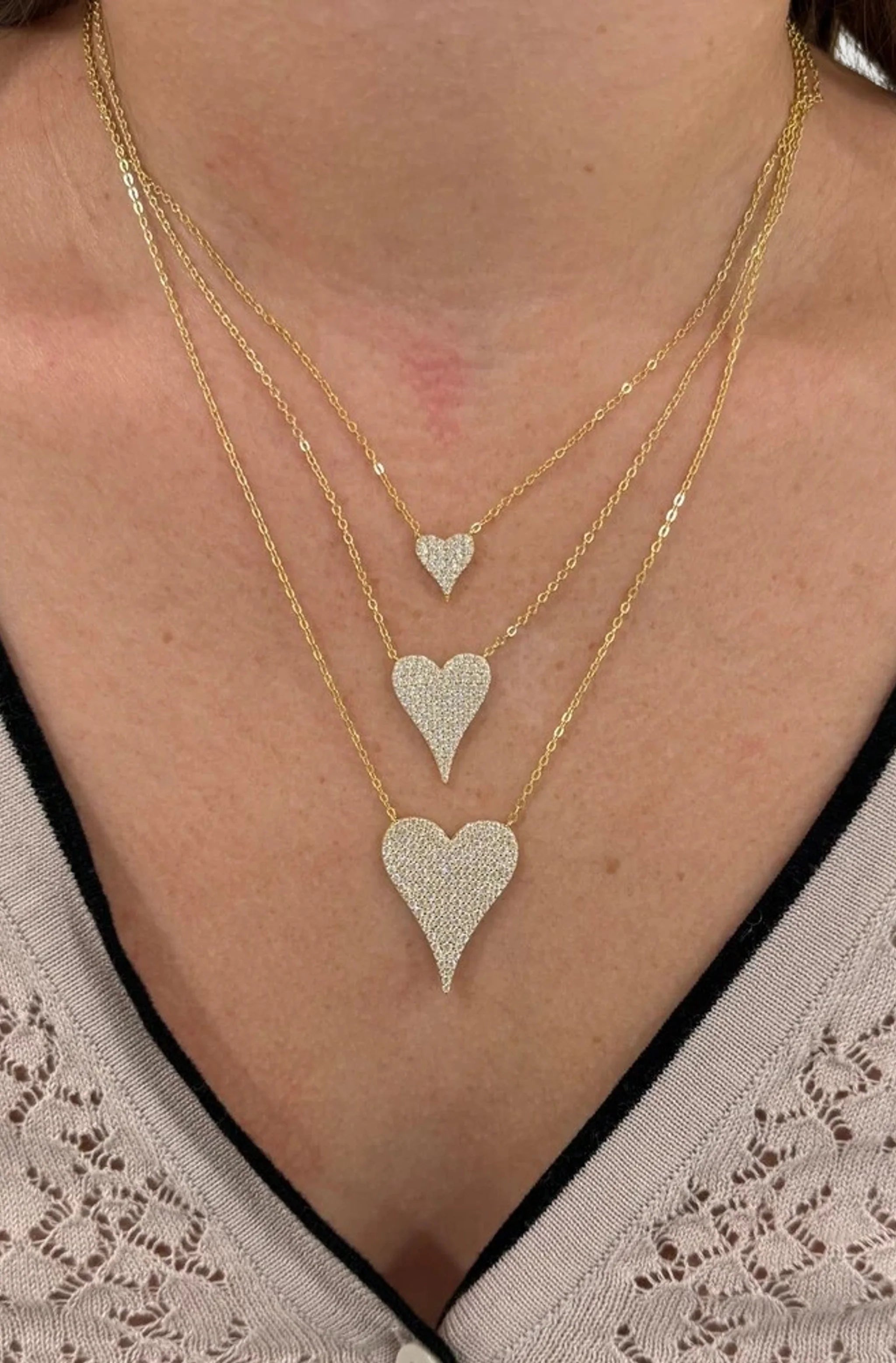 Sara Pave Heart Necklace
