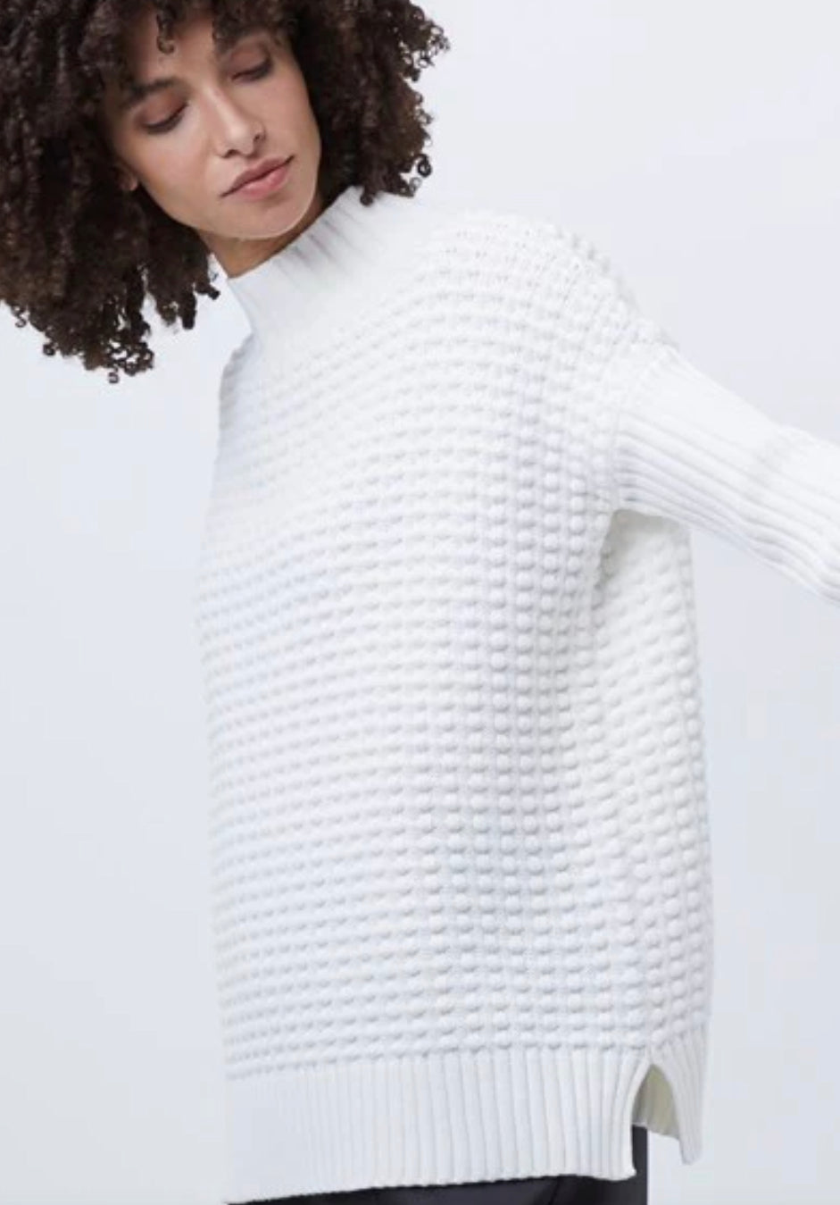 Popcorn Mock Neck Sweater