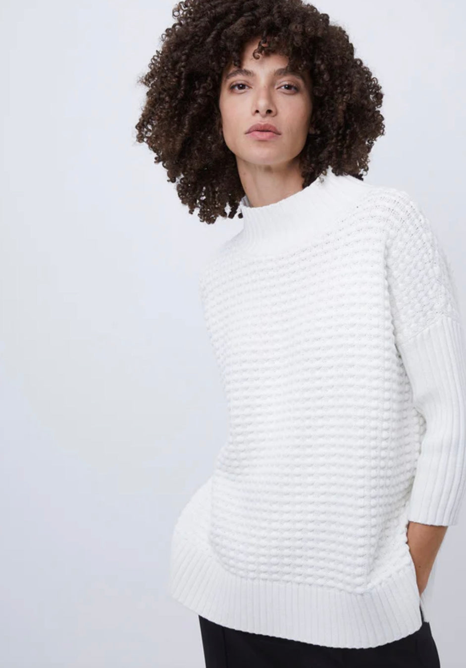 Popcorn Mock Neck Sweater