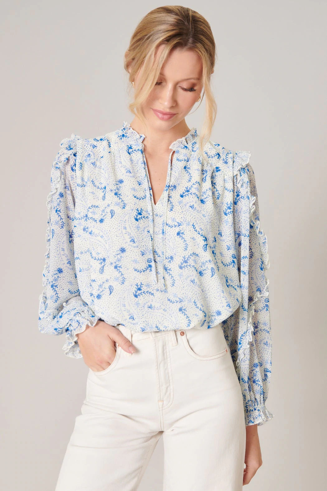 Corinna Paisley Raj Balloon Sleeve Blouse