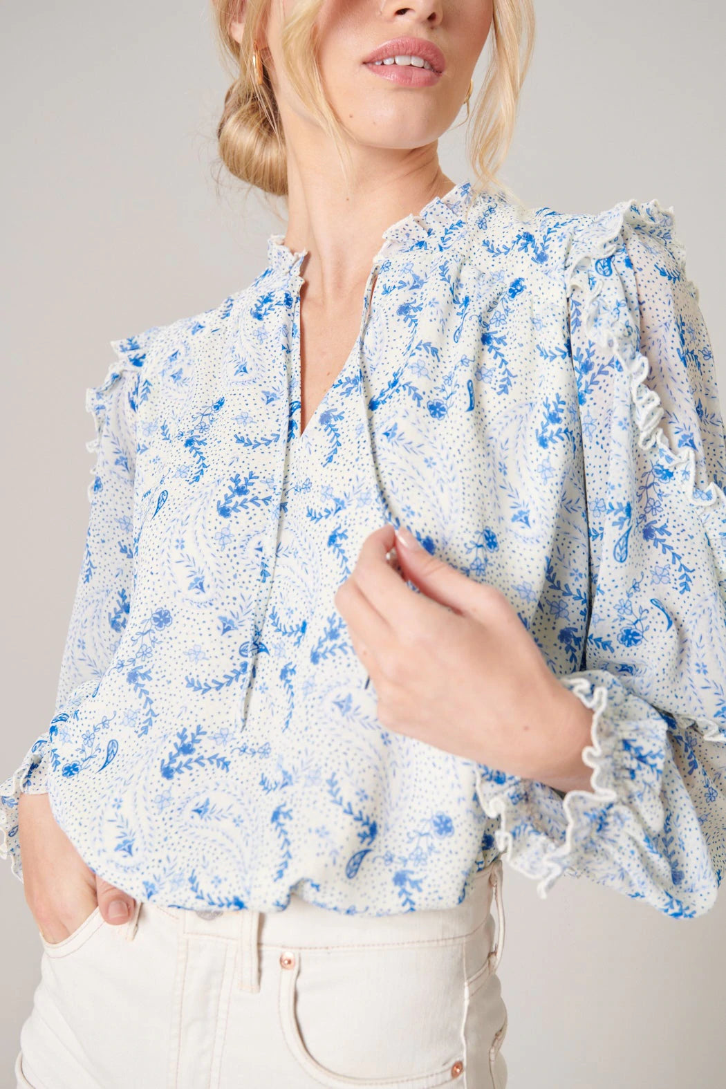 Corinna Paisley Raj Balloon Sleeve Blouse