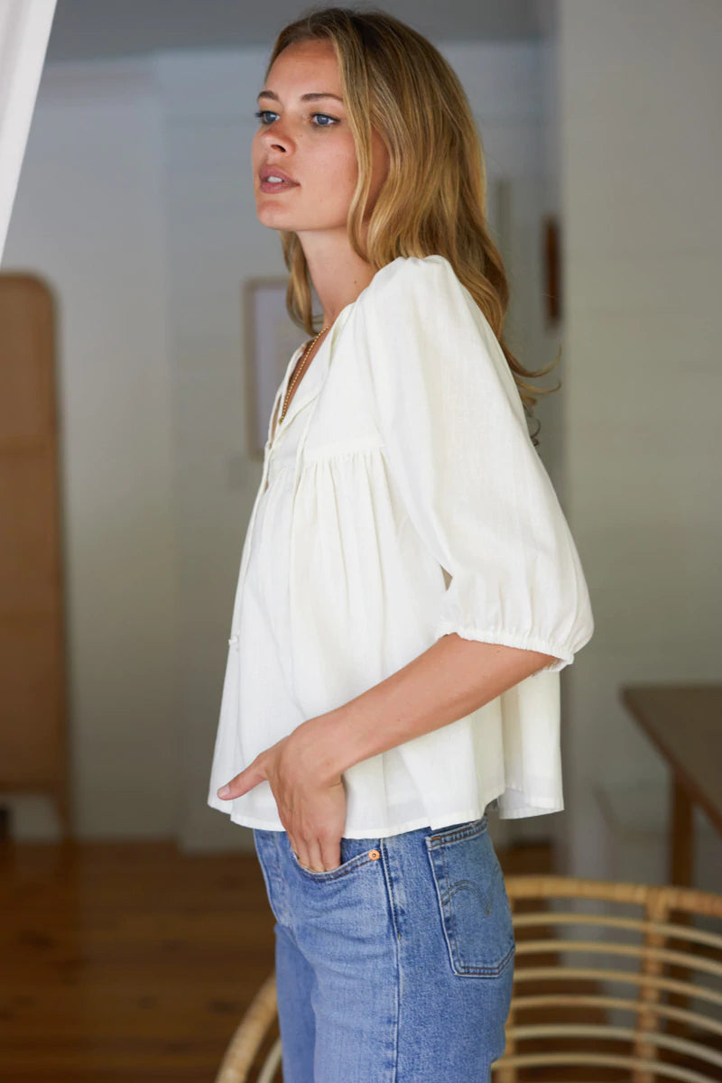 Puff Isla Top- Ivory Organic