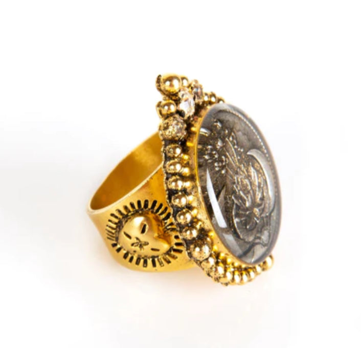 Noble Lotus Moon Ring