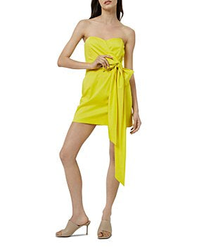 knee length dresses for ladies Florida Yellow Satin Mini Dress - US 18