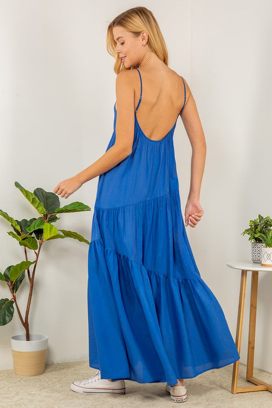 Tiered Solid Maxi Dress
