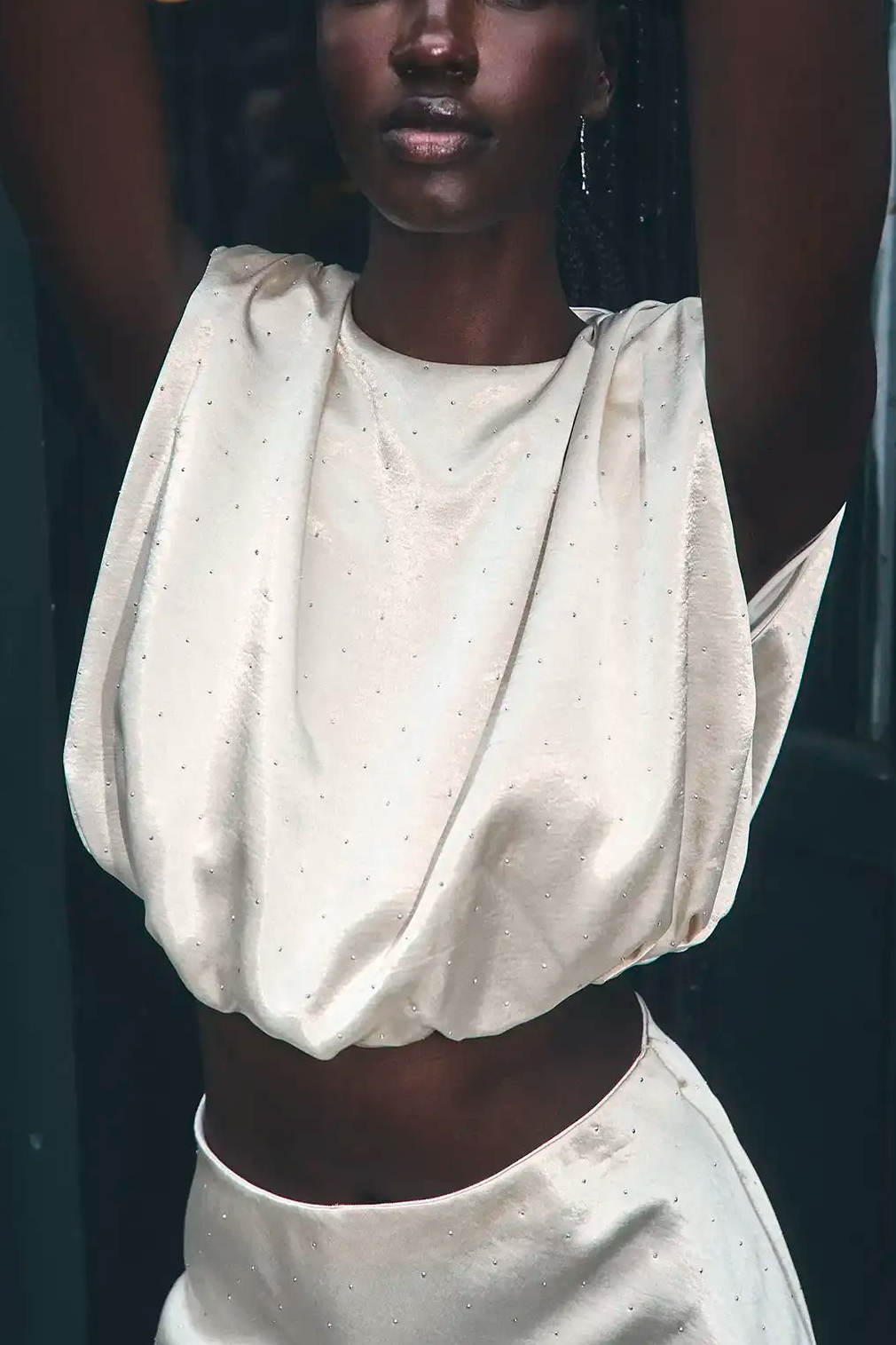 Cosima Top in Champagne on Fifth – lifestyle view