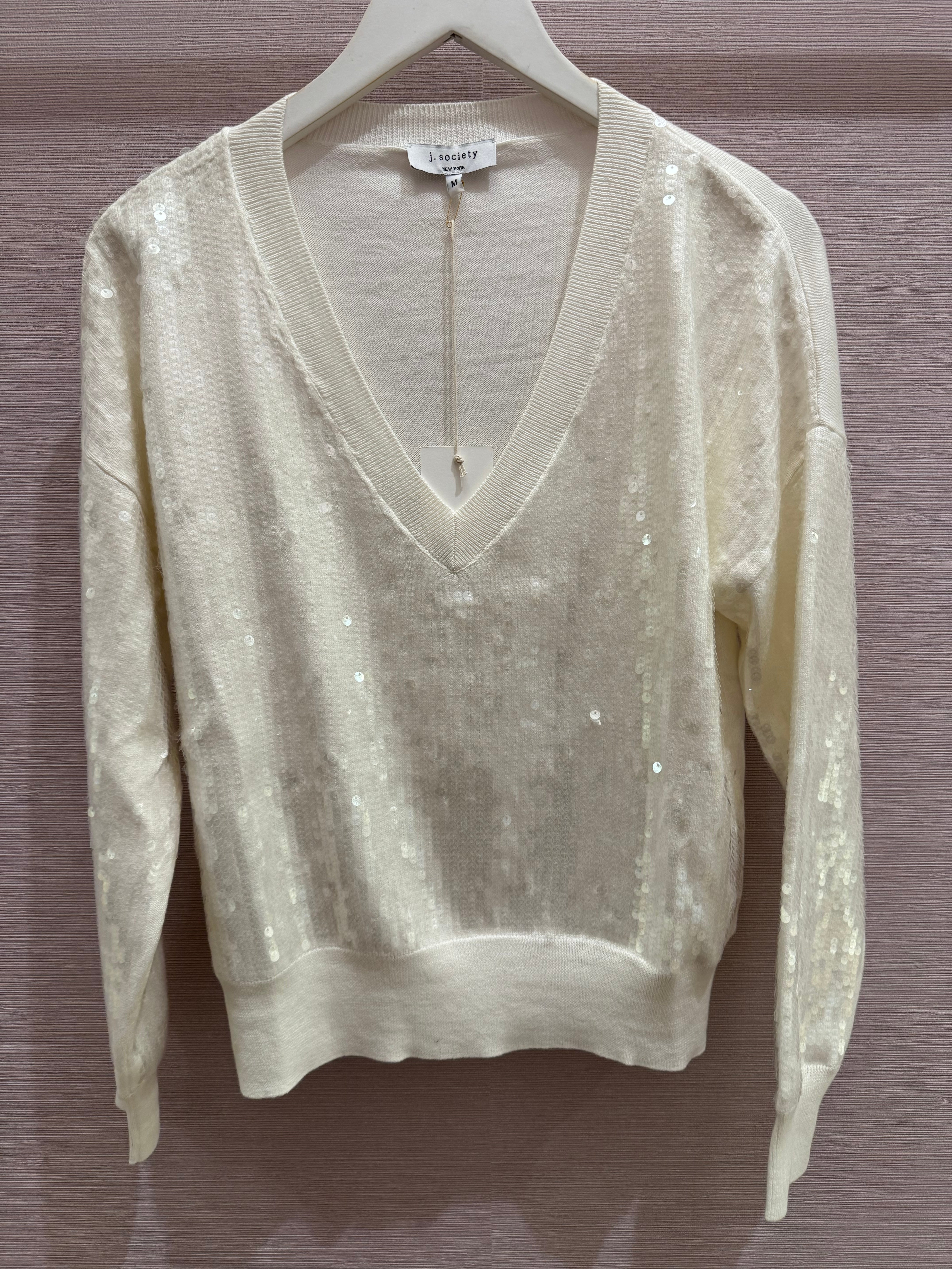 Sequin V-neck Sweater
