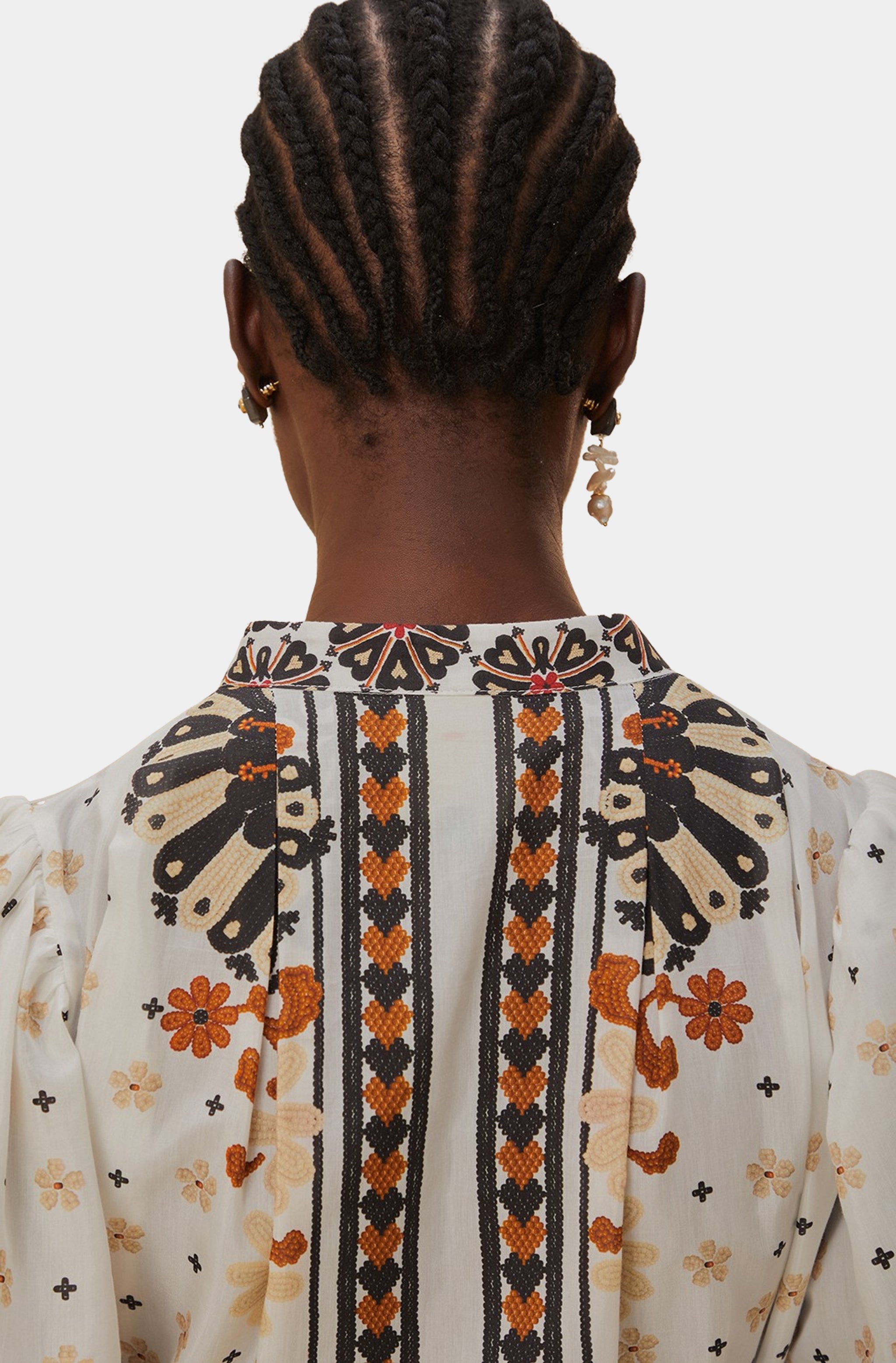 flower fan tapestry off white mini dress Farm Rio Women's Flower Fan Tapestry Print Puff Sleeve Belted Mini Shirt Dress
