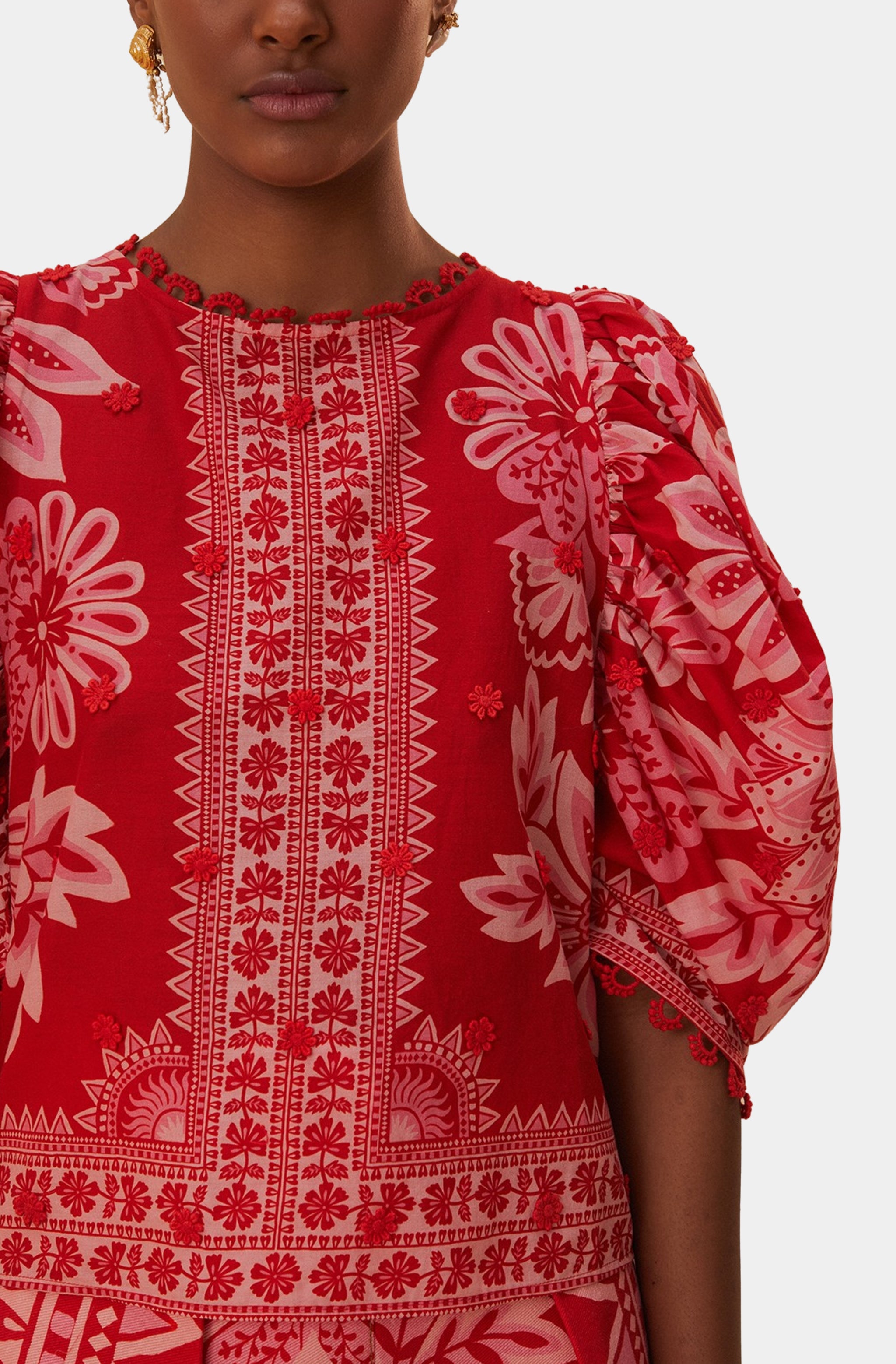 Flora Tapestry Red Blouse
