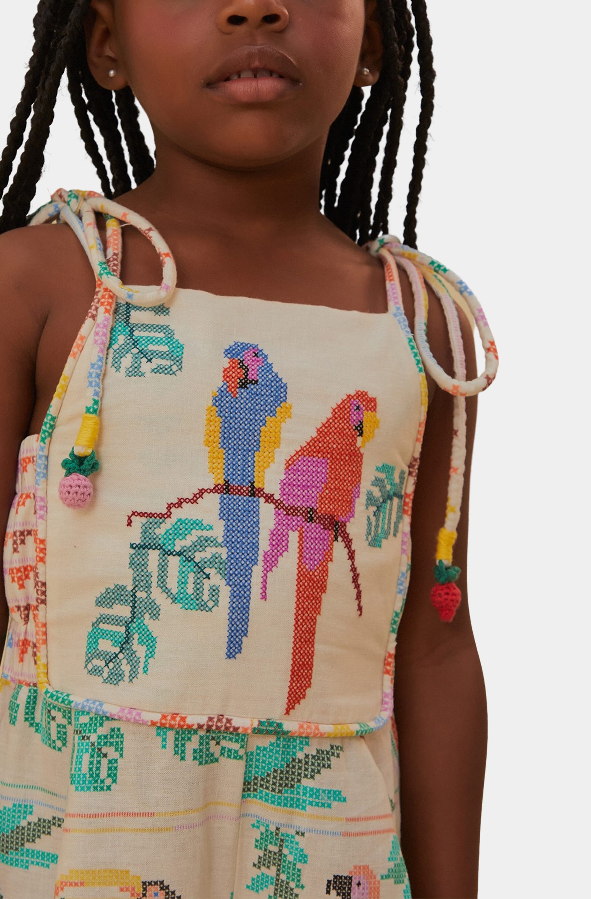Stitched Birds Scarf Children&#39;s Jumpsuit