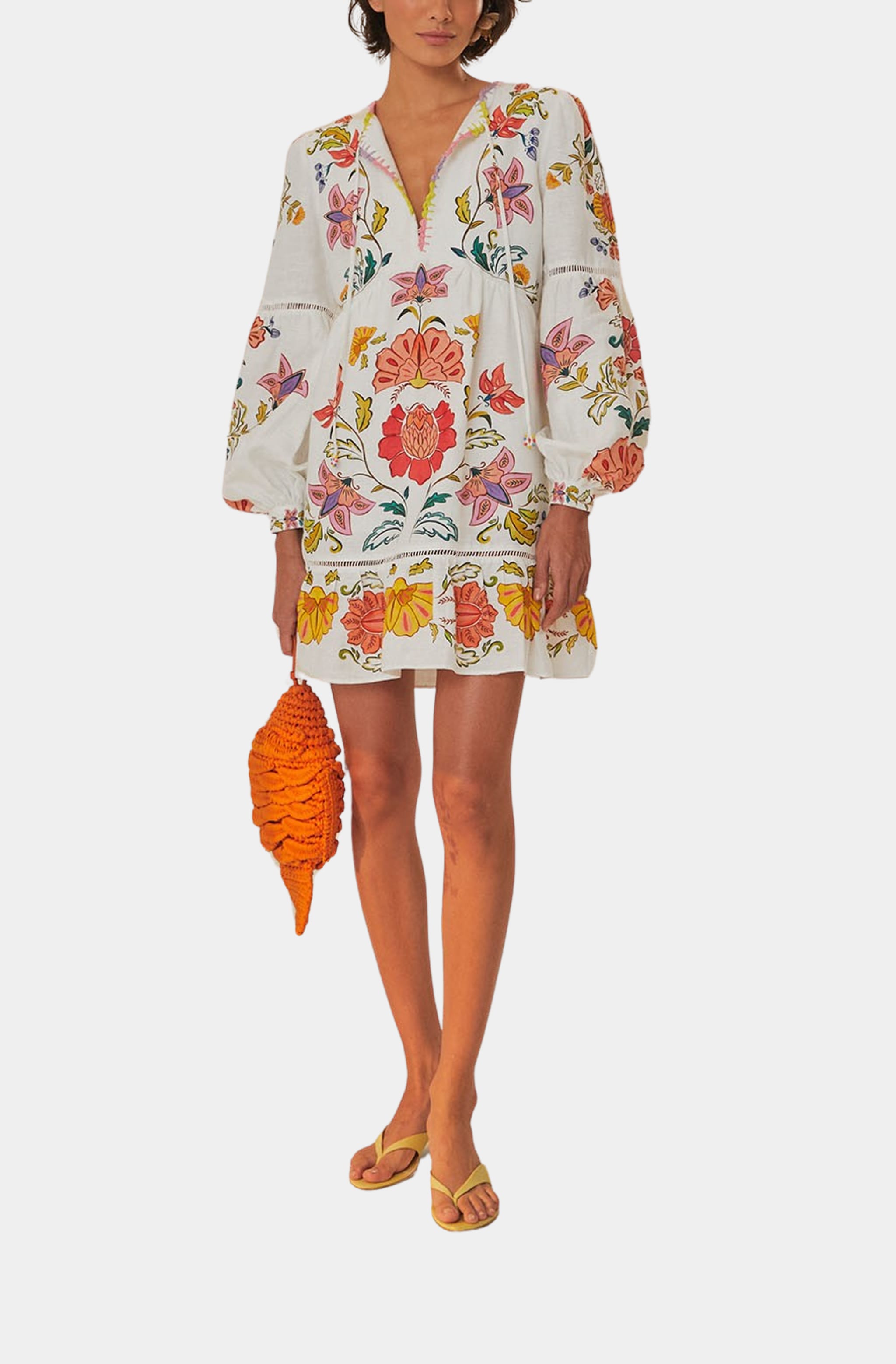 Floral Insects Off-White Mini Dress