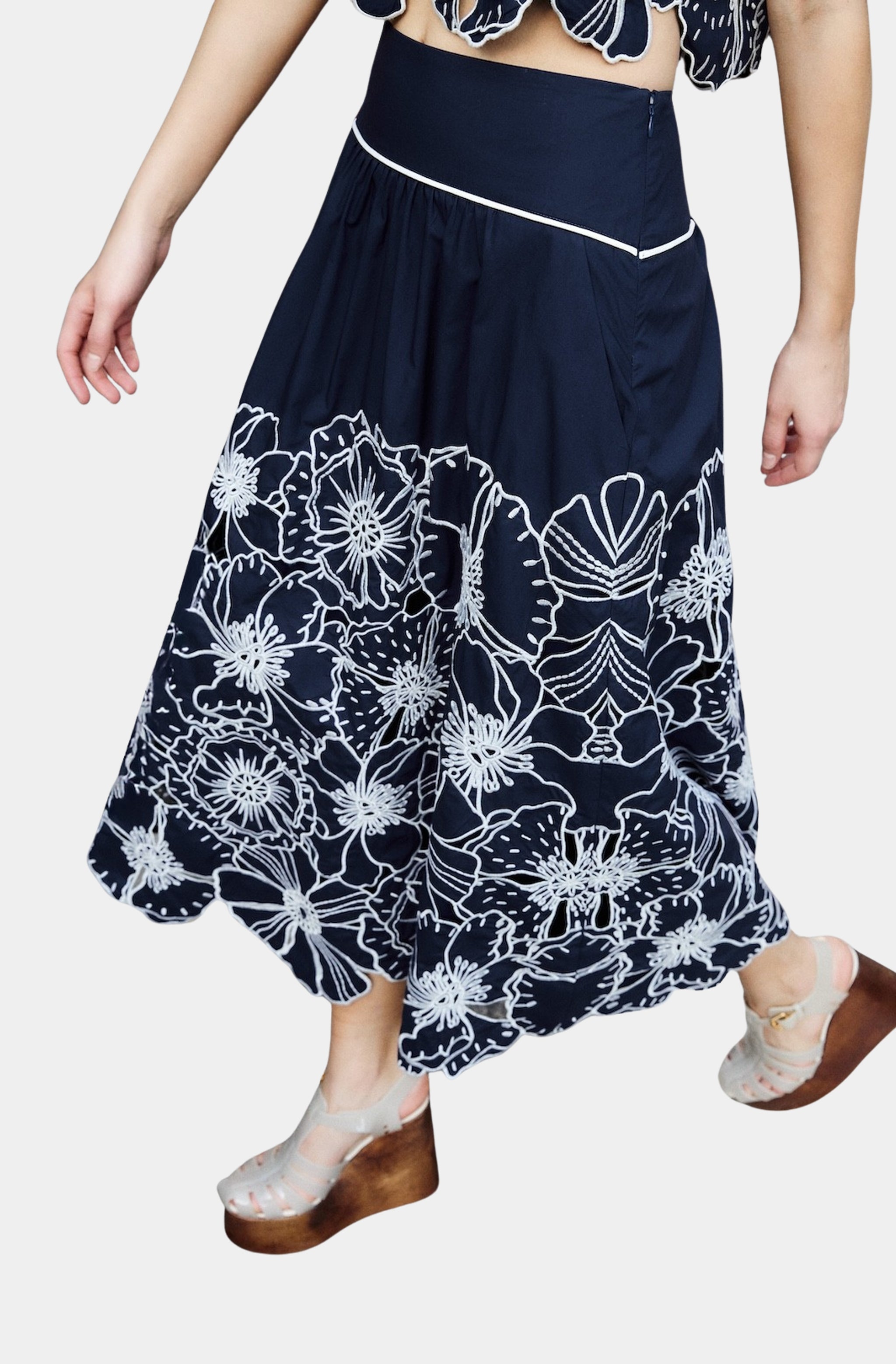 Flowers Richelieu Blue Skirt
