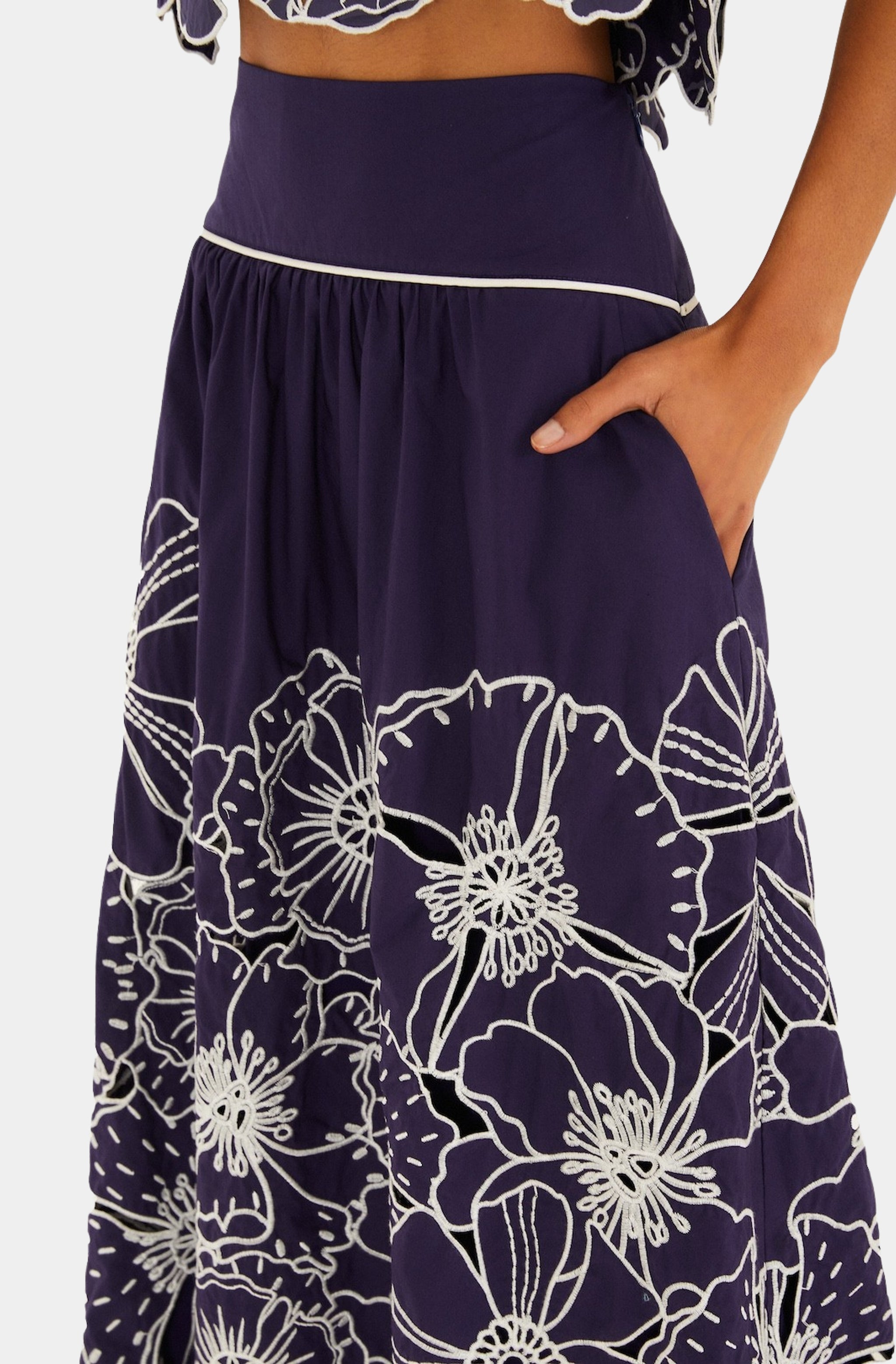 Flowers Richelieu Blue Skirt
