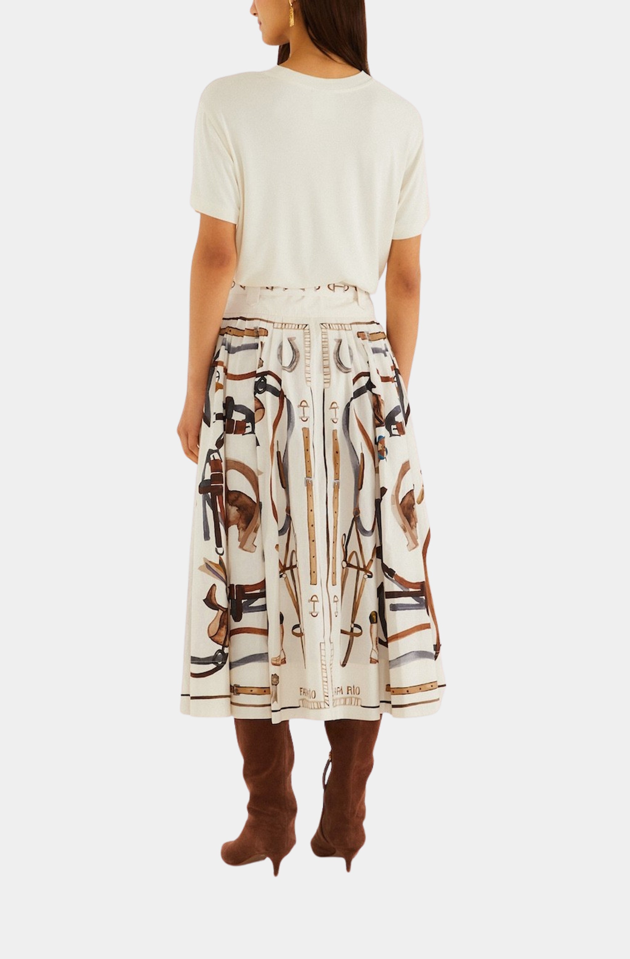 Equestrian Scarf Winter White Maxi Skirt