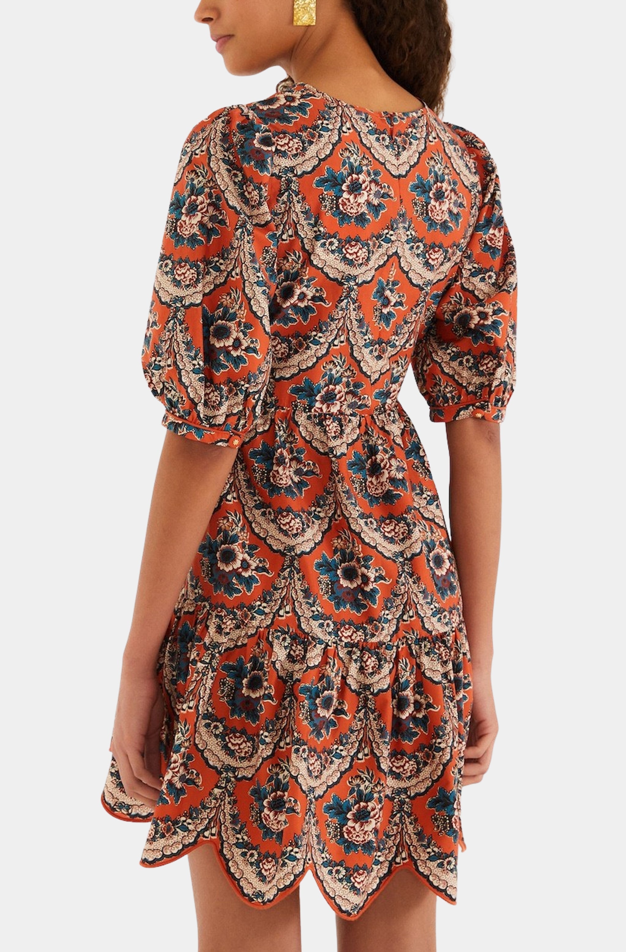 Victorian Floral Terracotta Mini Dress
