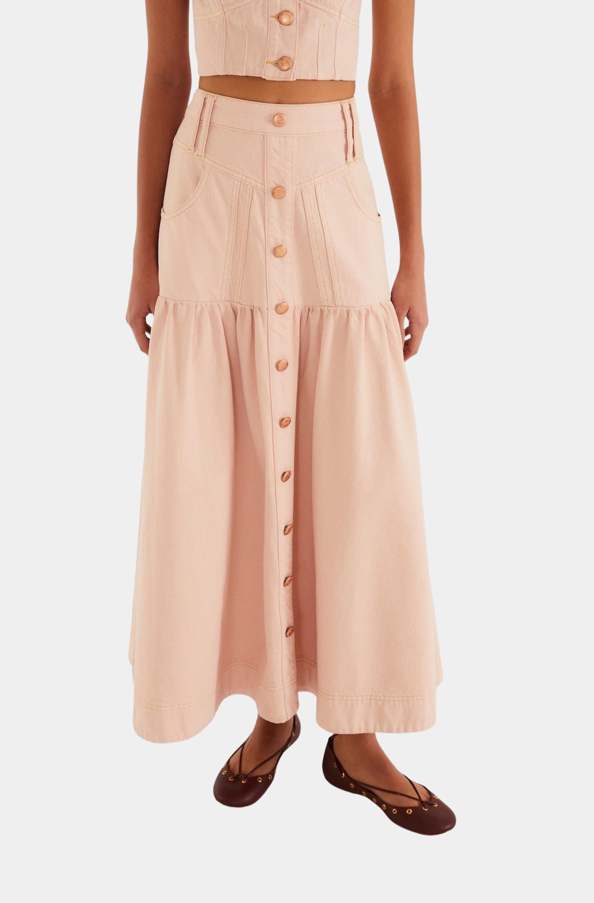 Bisne Twill Midi Skirt