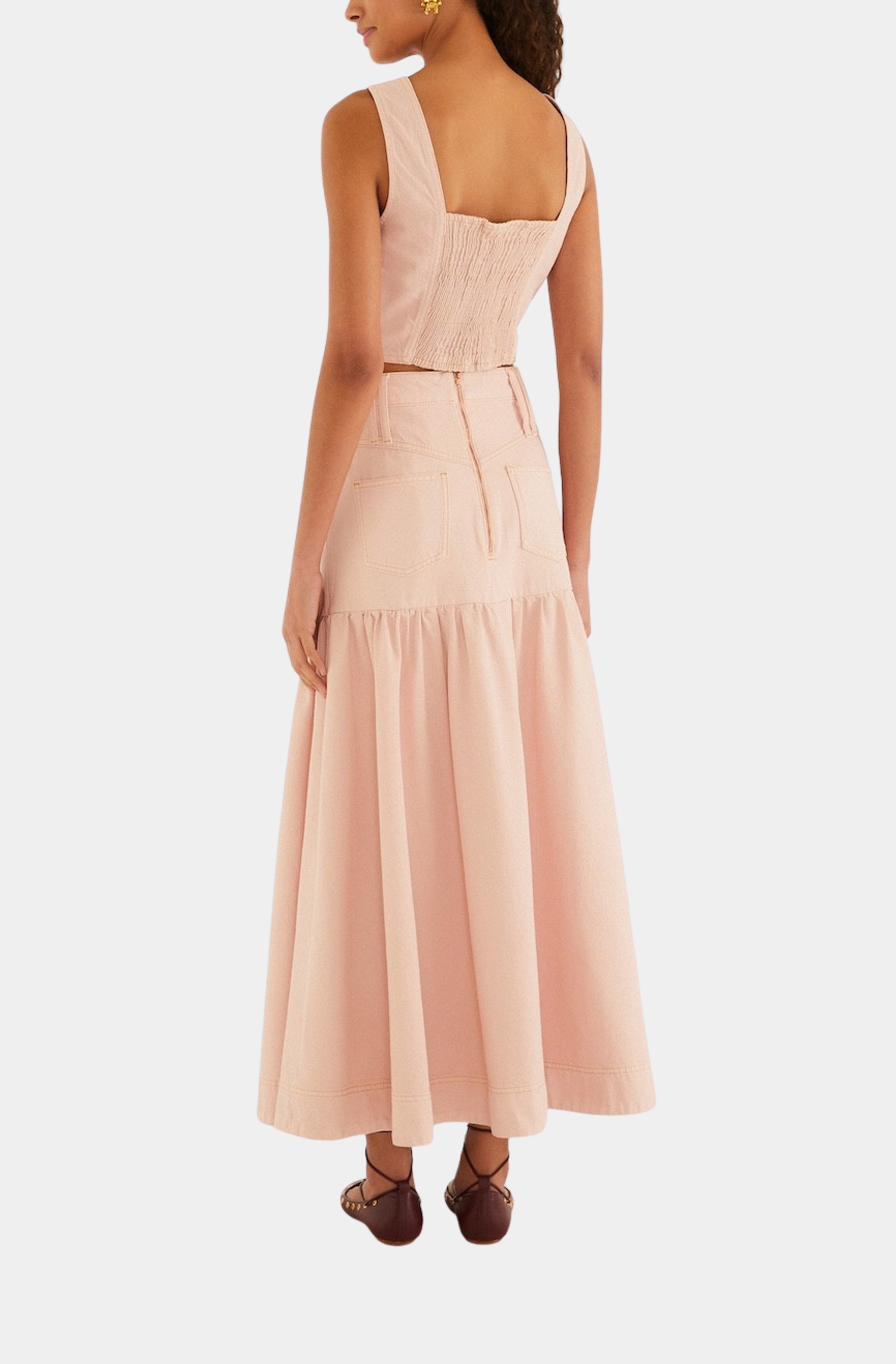 Bisne Twill Midi Skirt