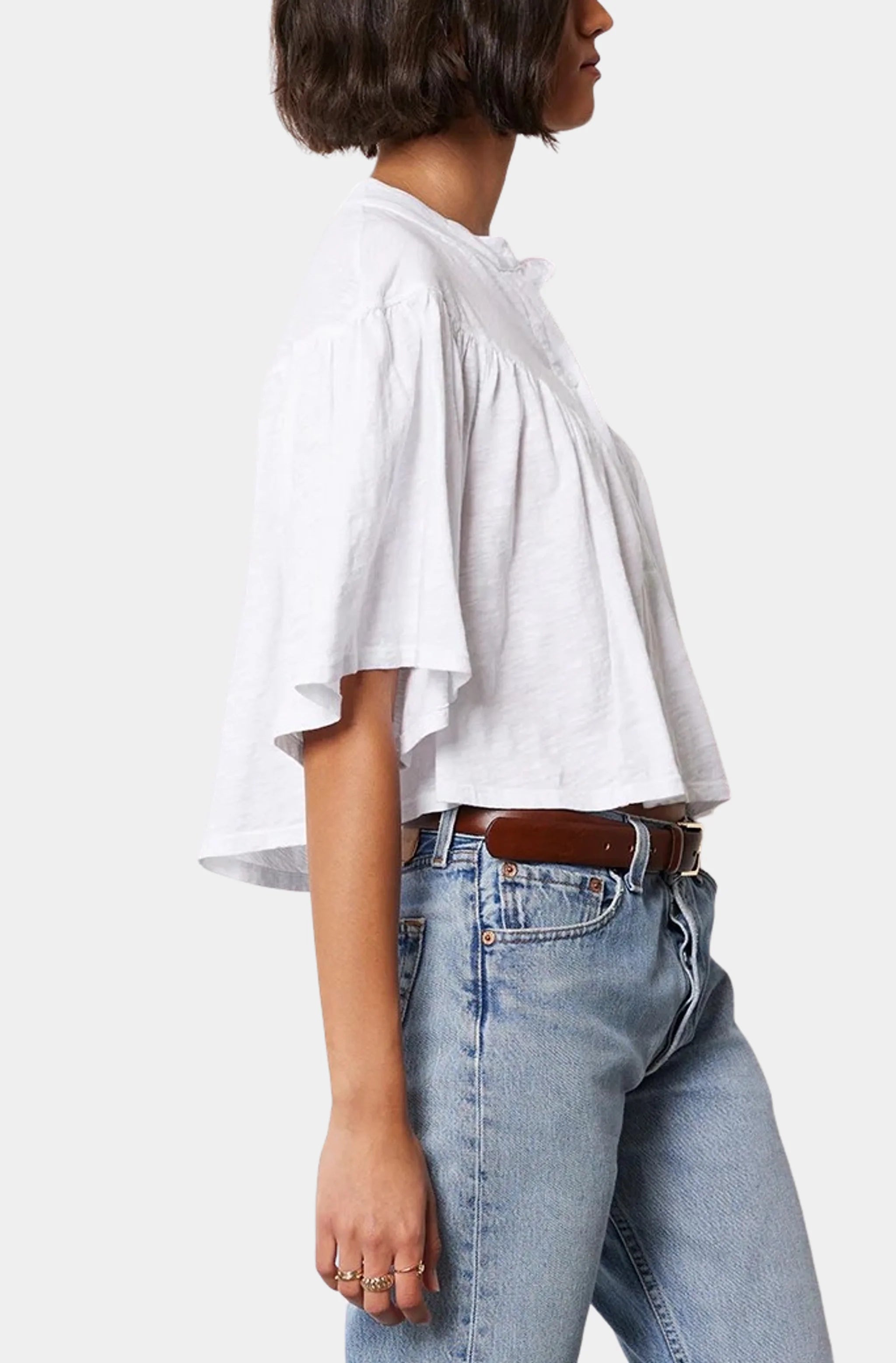 V Yoke Henley Blouse