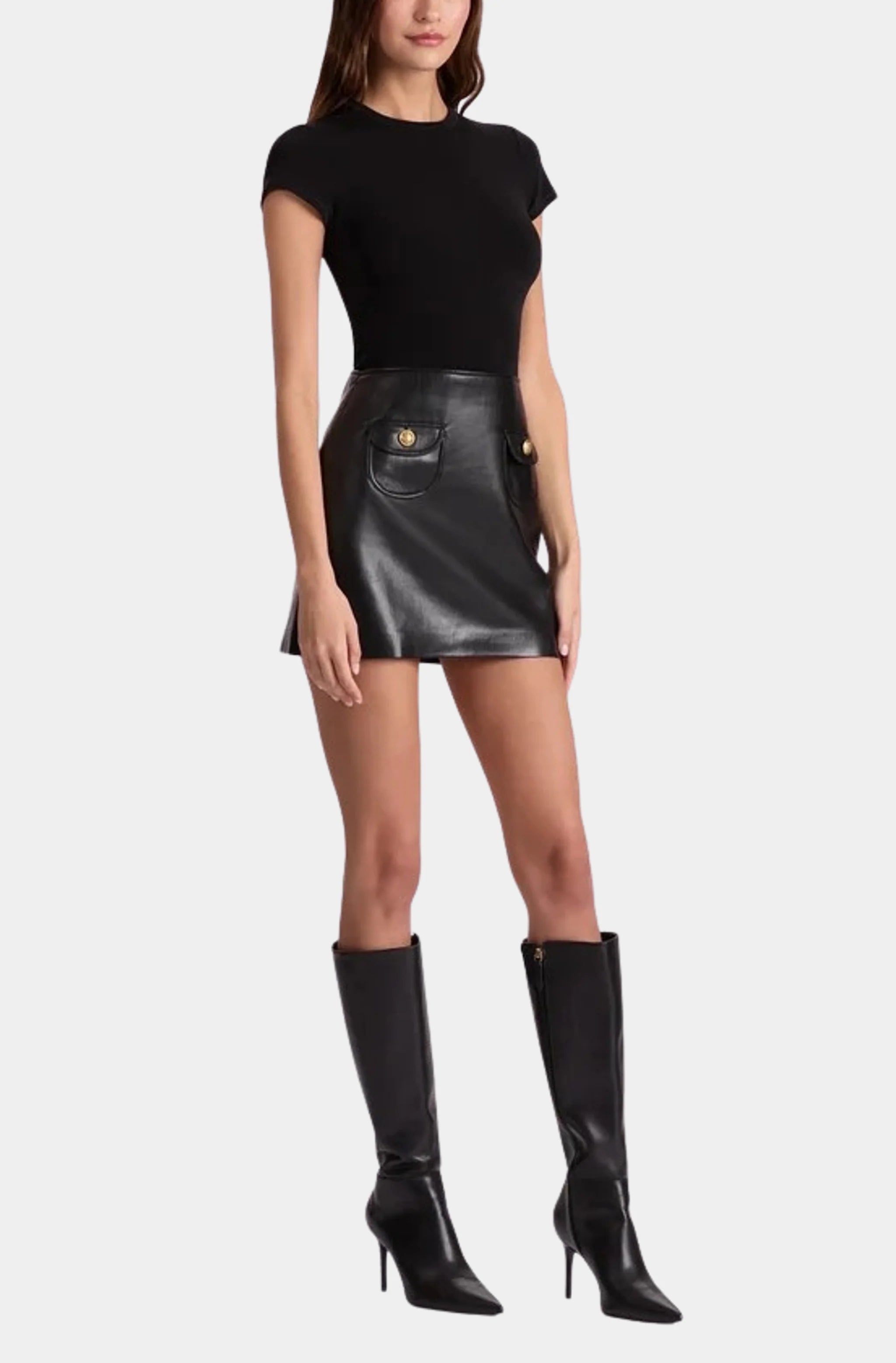 Sydney Vegan Leather A-line Dress with Pocket Detail