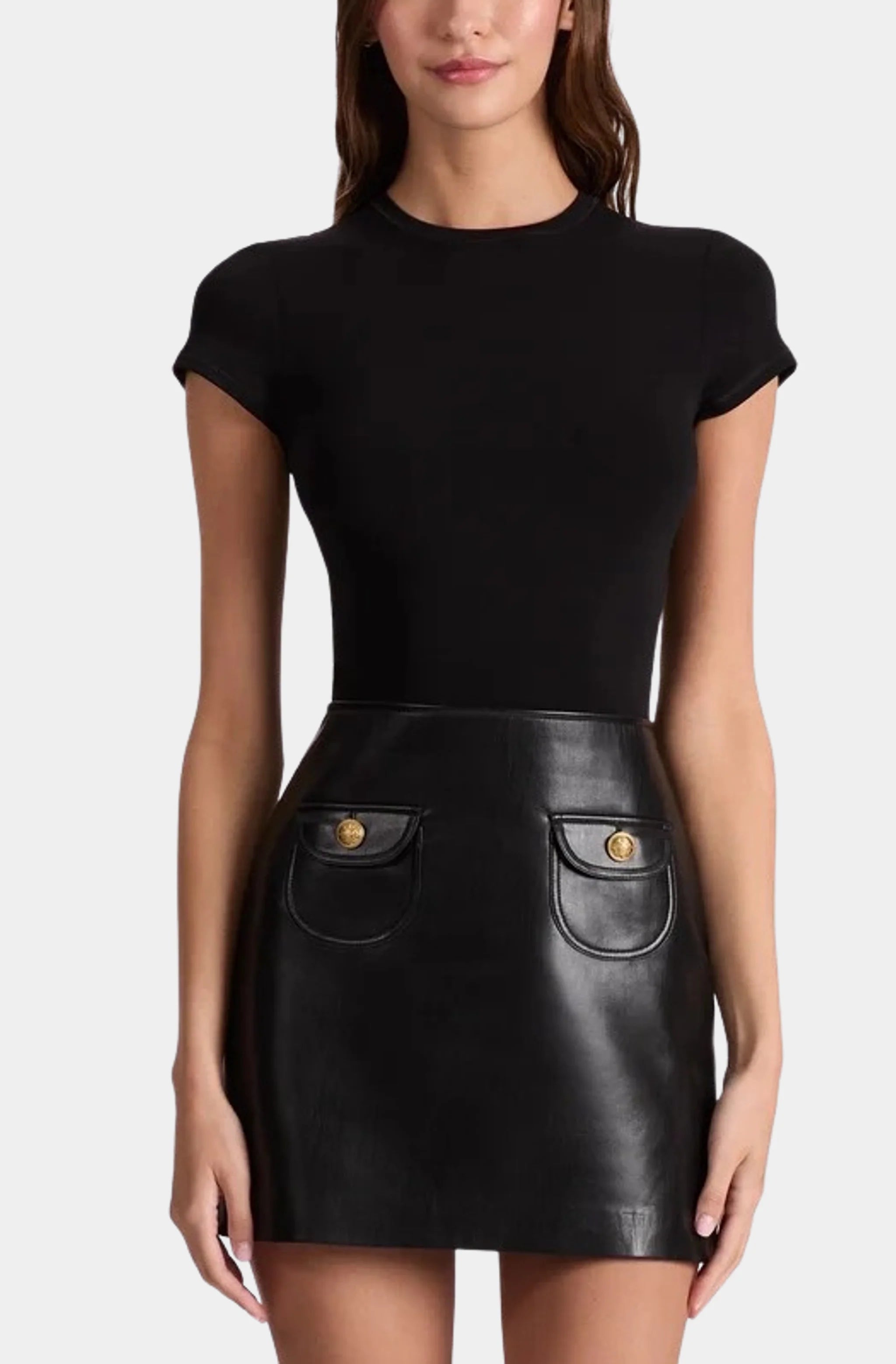 Sydney Vegan Leather A-line Dress with Pocket Detail