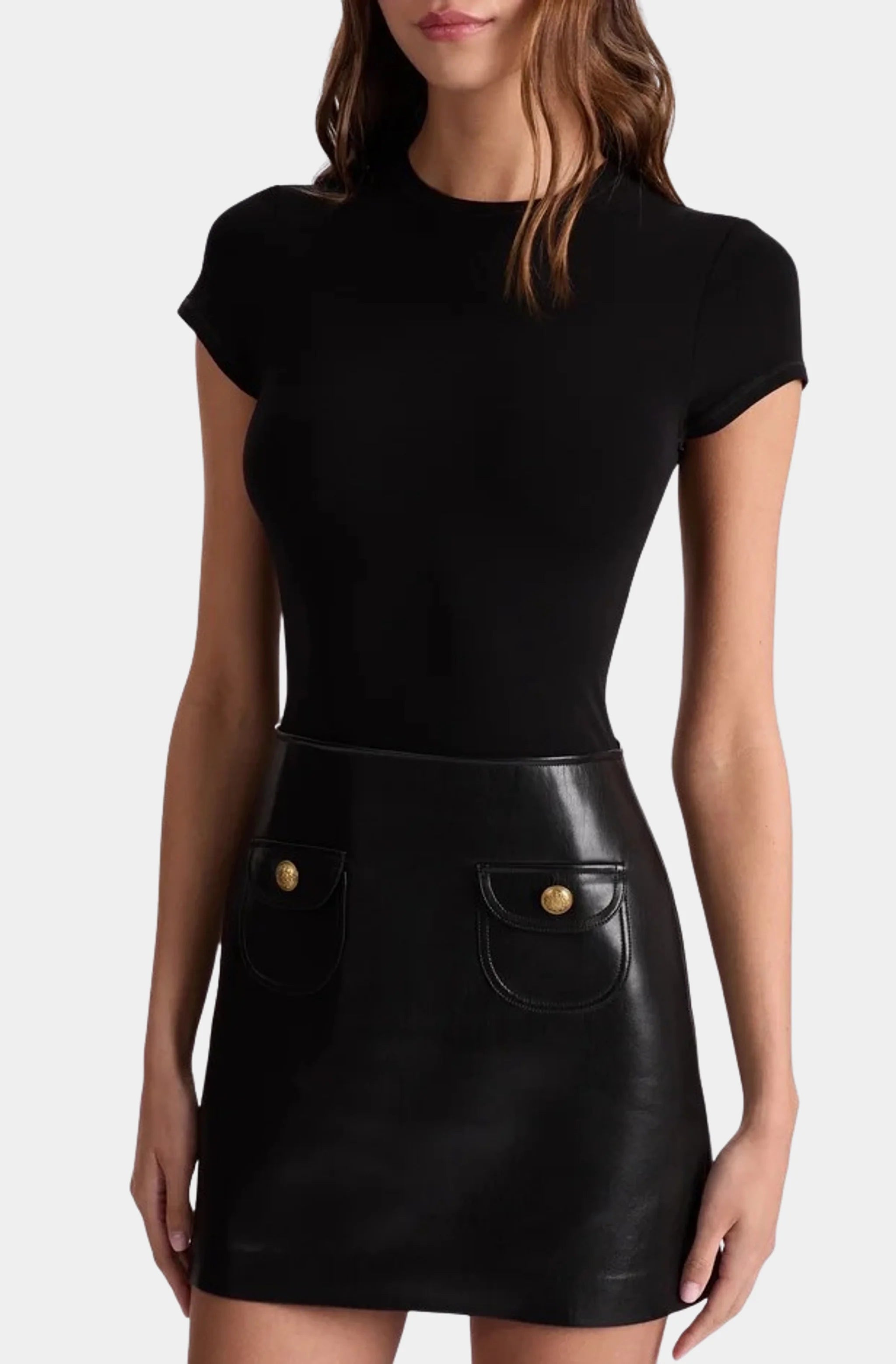 Sydney Vegan Leather A-line Dress with Pocket Detail