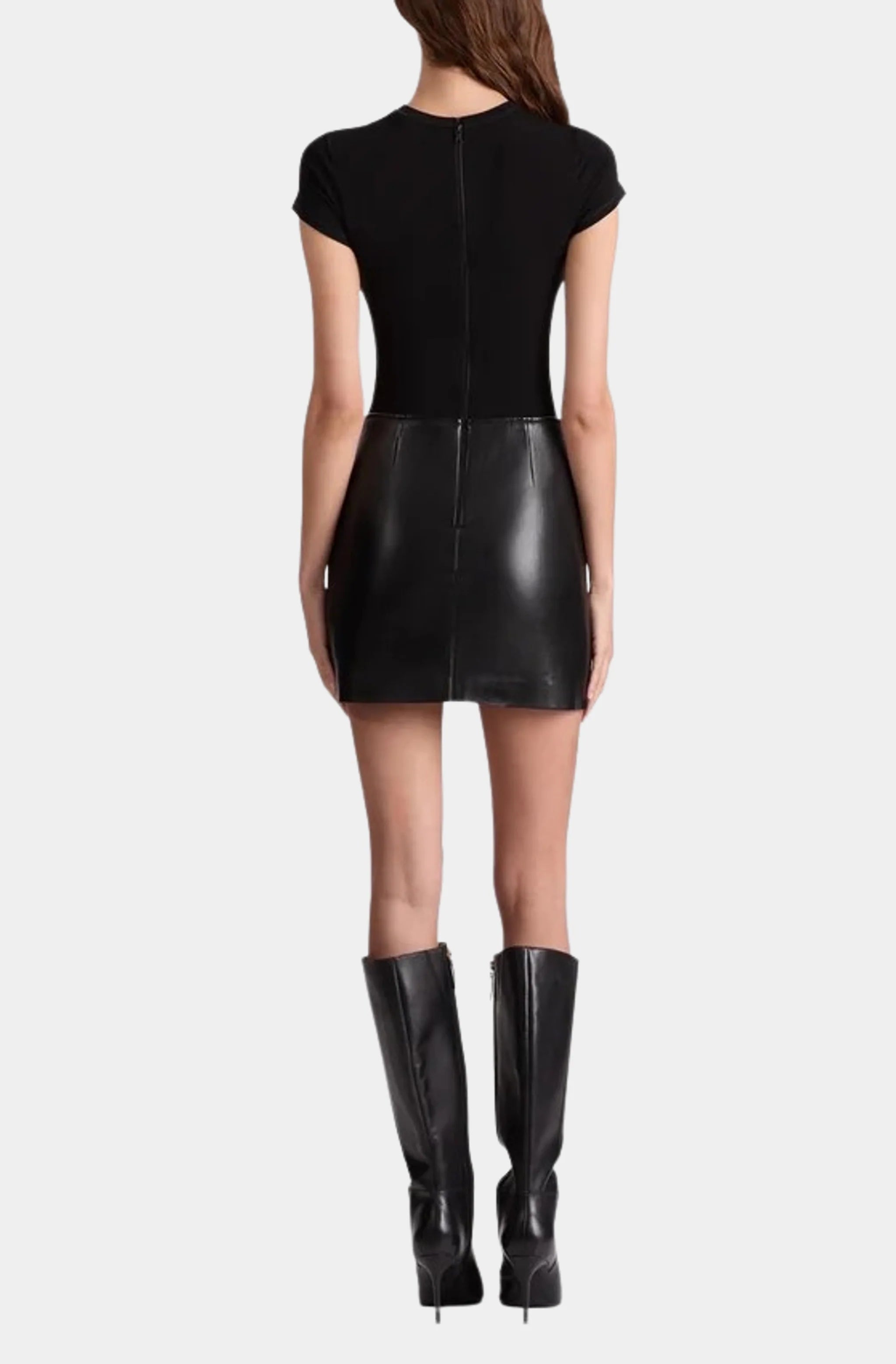Sydney Vegan Leather A-line Dress with Pocket Detail