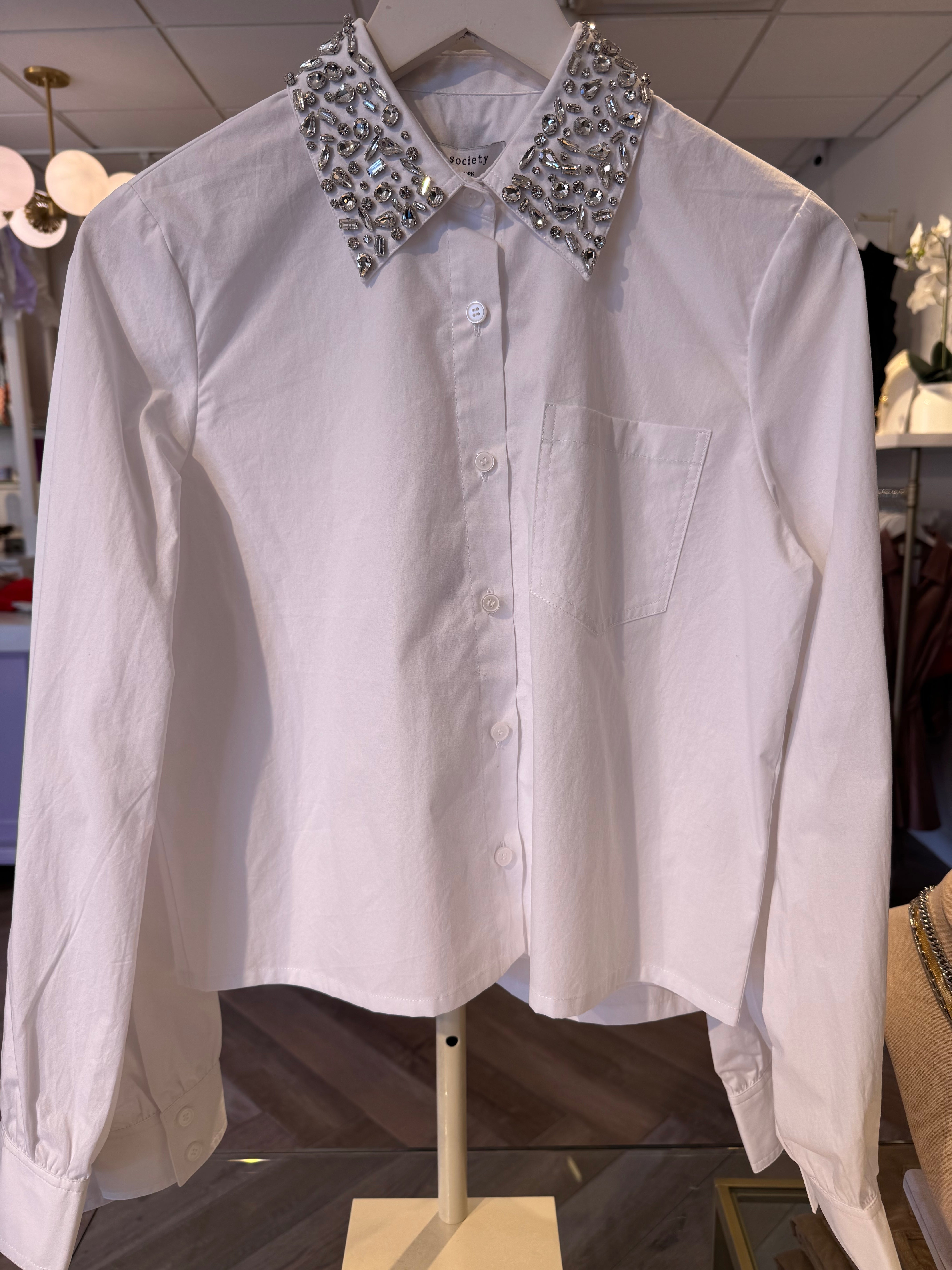 Jewel Encrusted Collar Shirt