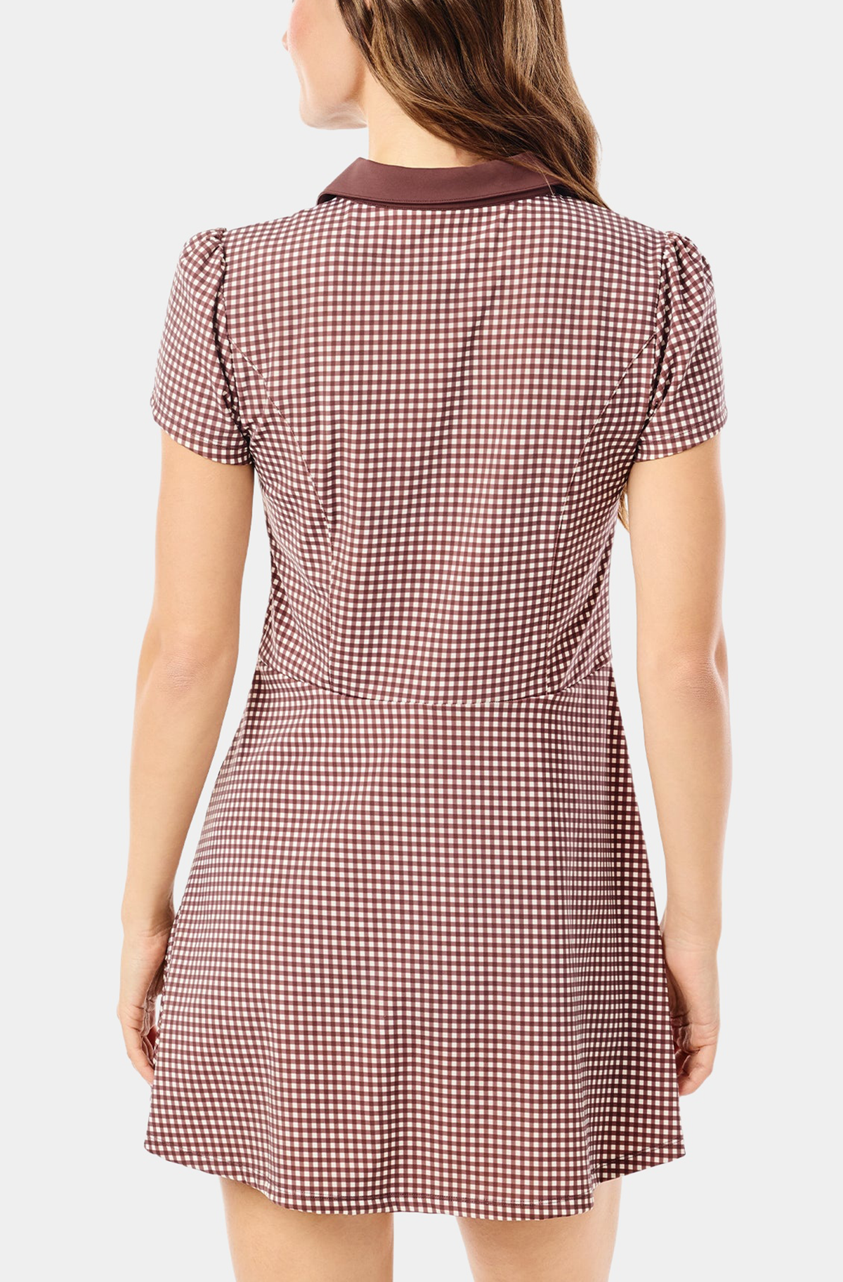 Cricket Active Dress in Milk Chocolate Gingham — back