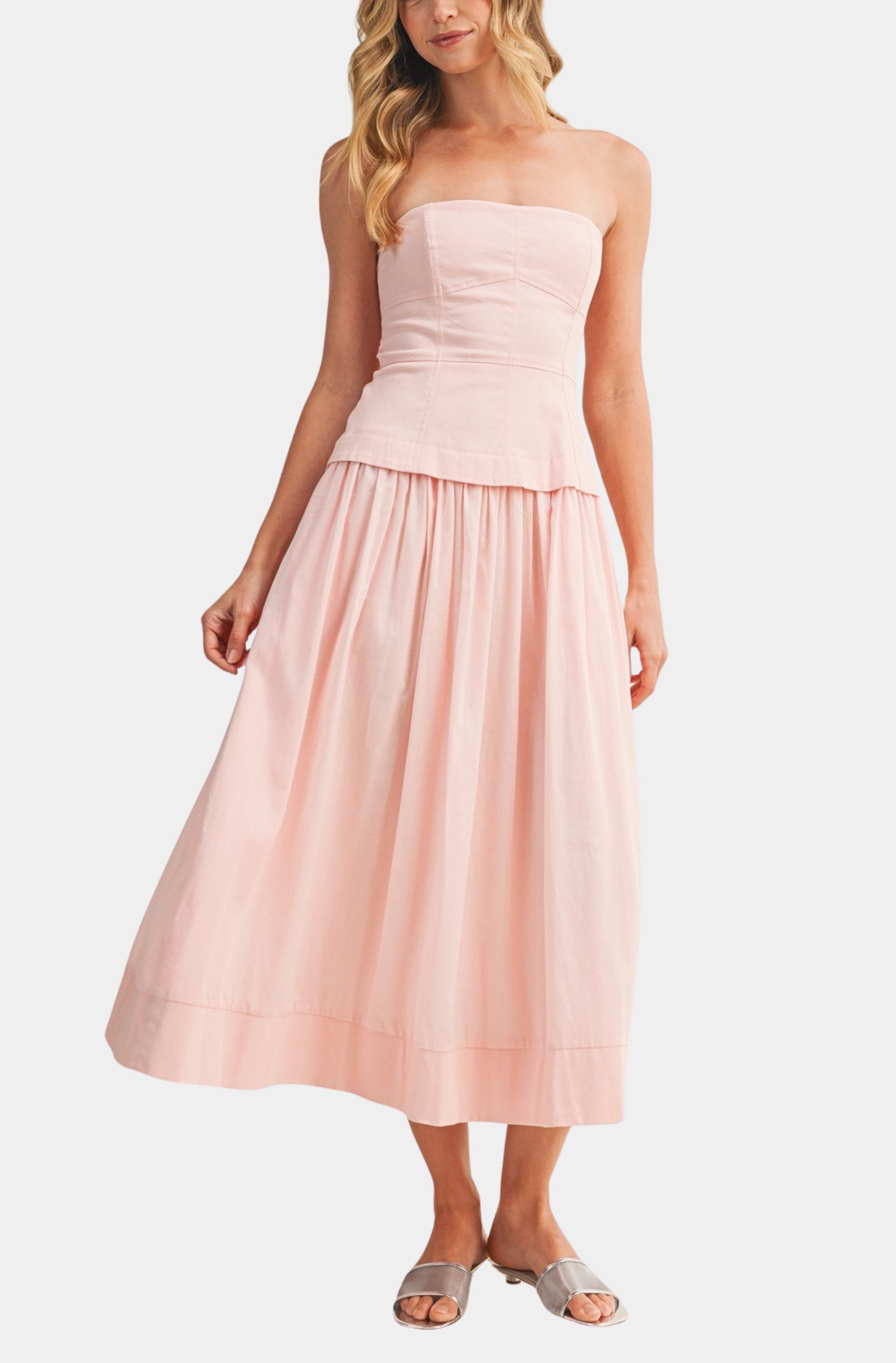 anaya pink dress Anaya With Love Recycled Blush Pink Ribbon Detail Midi Dress Maya Deluxe