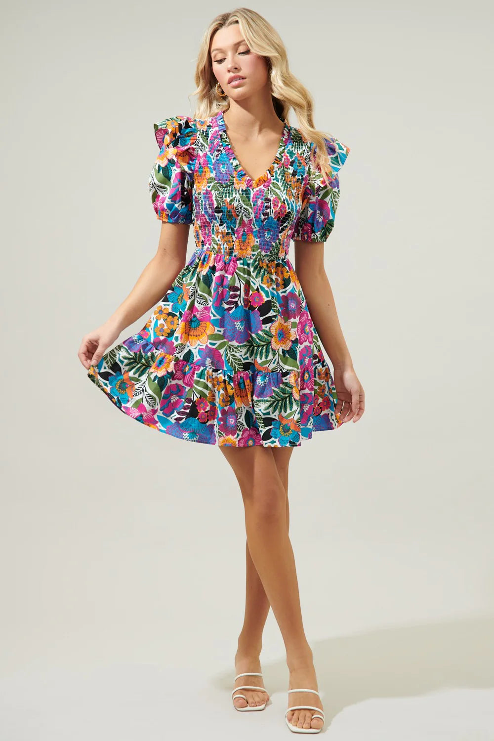 Santa Elena Smocked Mini Dress