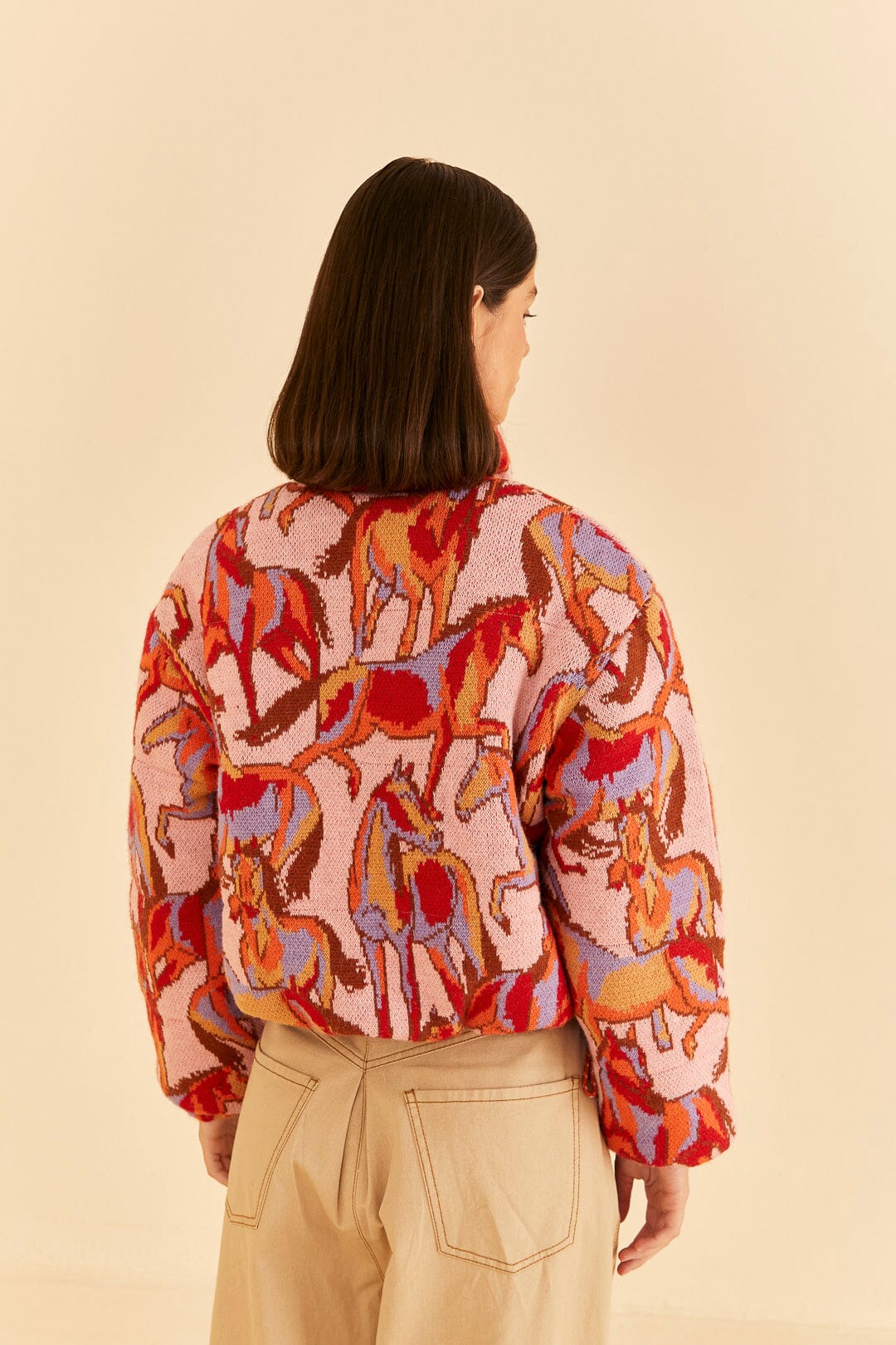 Wild Horses Rose Tricot Reversible Puffer Jacket