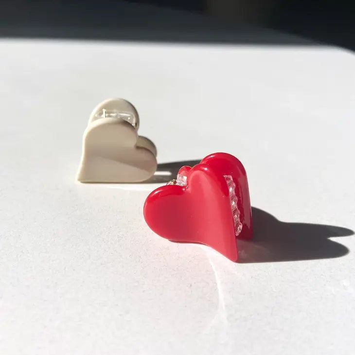 Two Piece Heart Mini Claw Clip