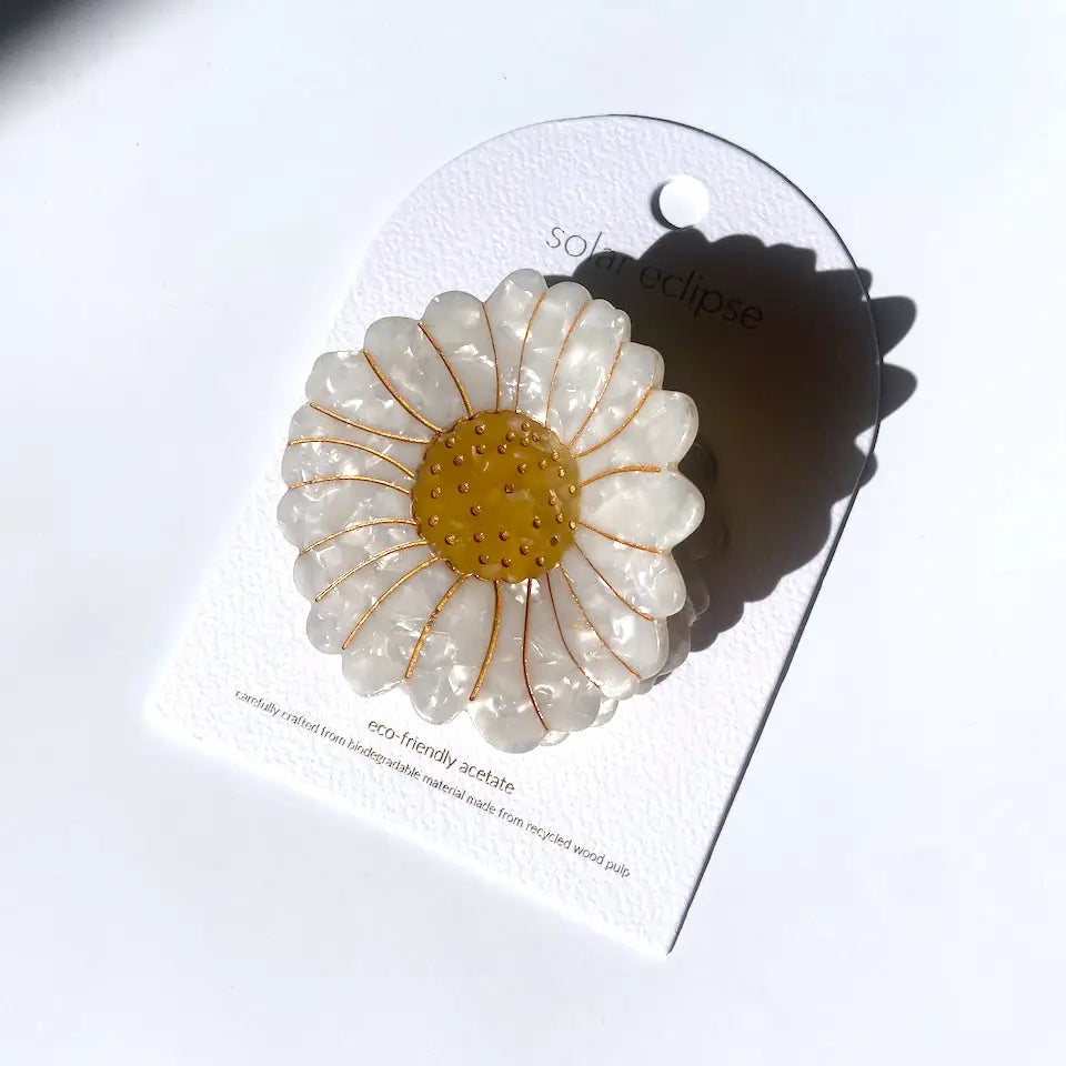 Hand Painted Daisy Flower Claw Hair Clip