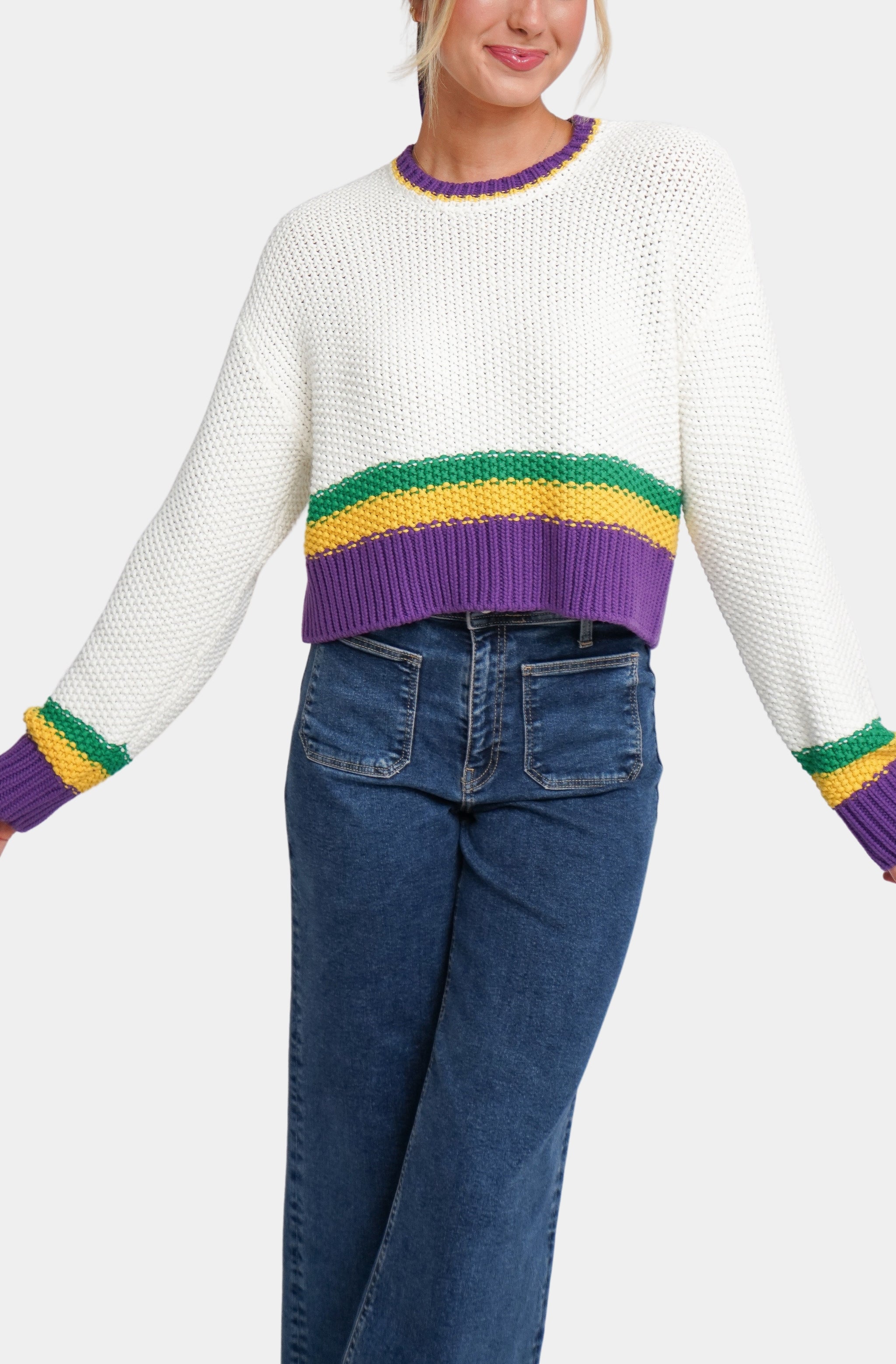 Hemline Exclusive Only One Mardi Gras Sweater